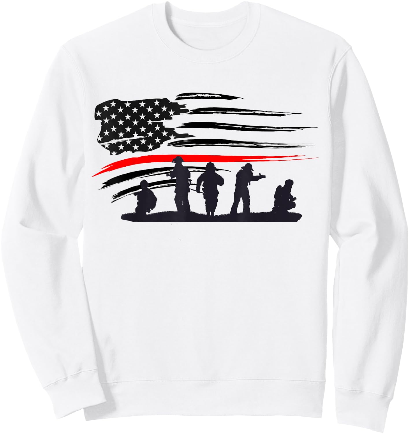 Vintage Thin Red Line shirt, Firefighter gift American Flag Sweatshirt - Sweatshirt | White