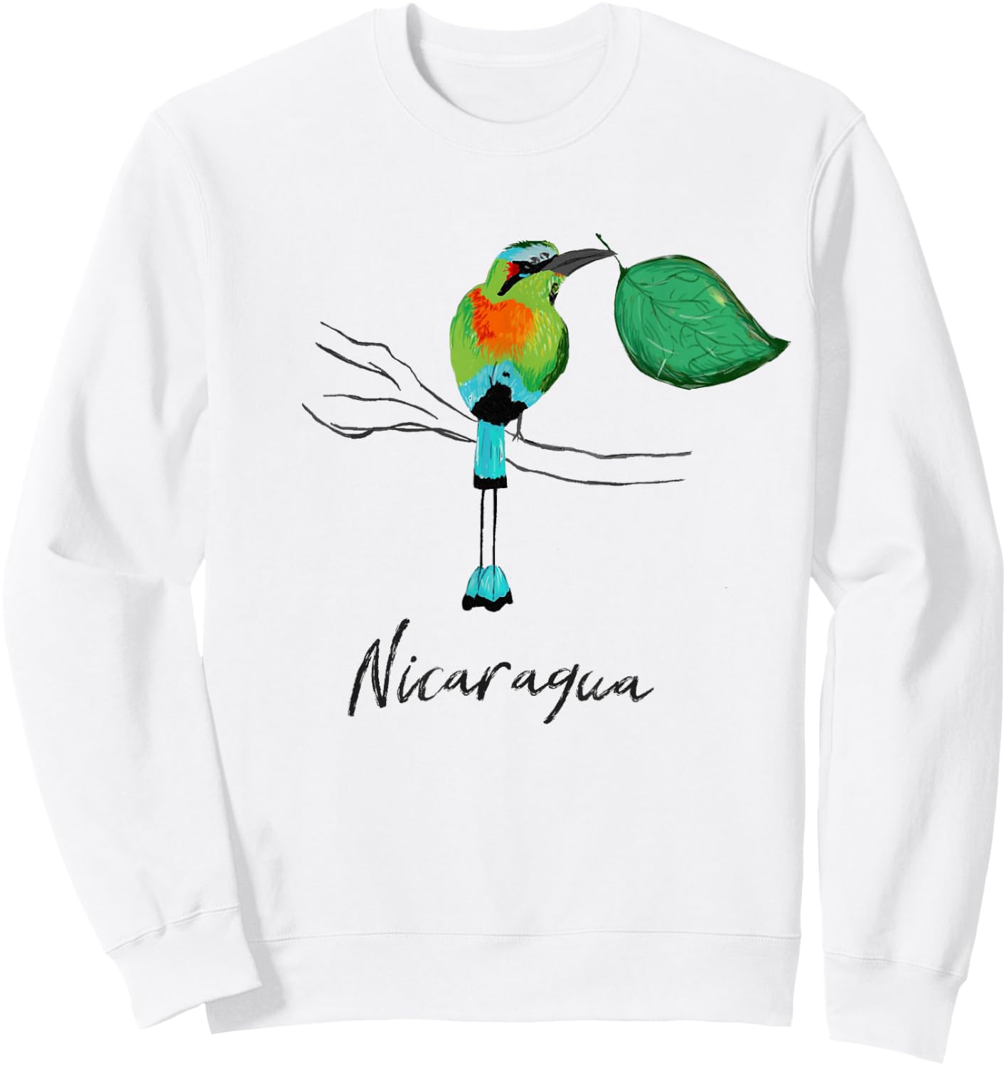 Nicaragua Guardabarranco Colorful national bird shirt Sweatshirt - Sweatshirt | White