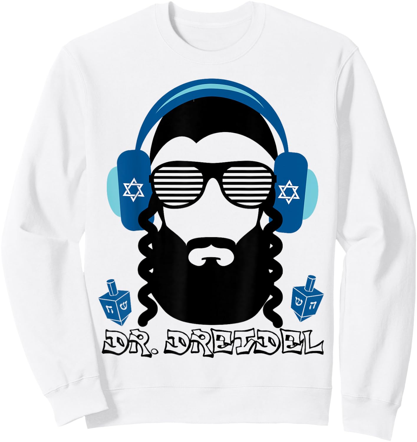 Funny Hanukkah Rapper DJ Gift Chanukah Dr. Dreidel Sweatshirt - Sweatshirt | White