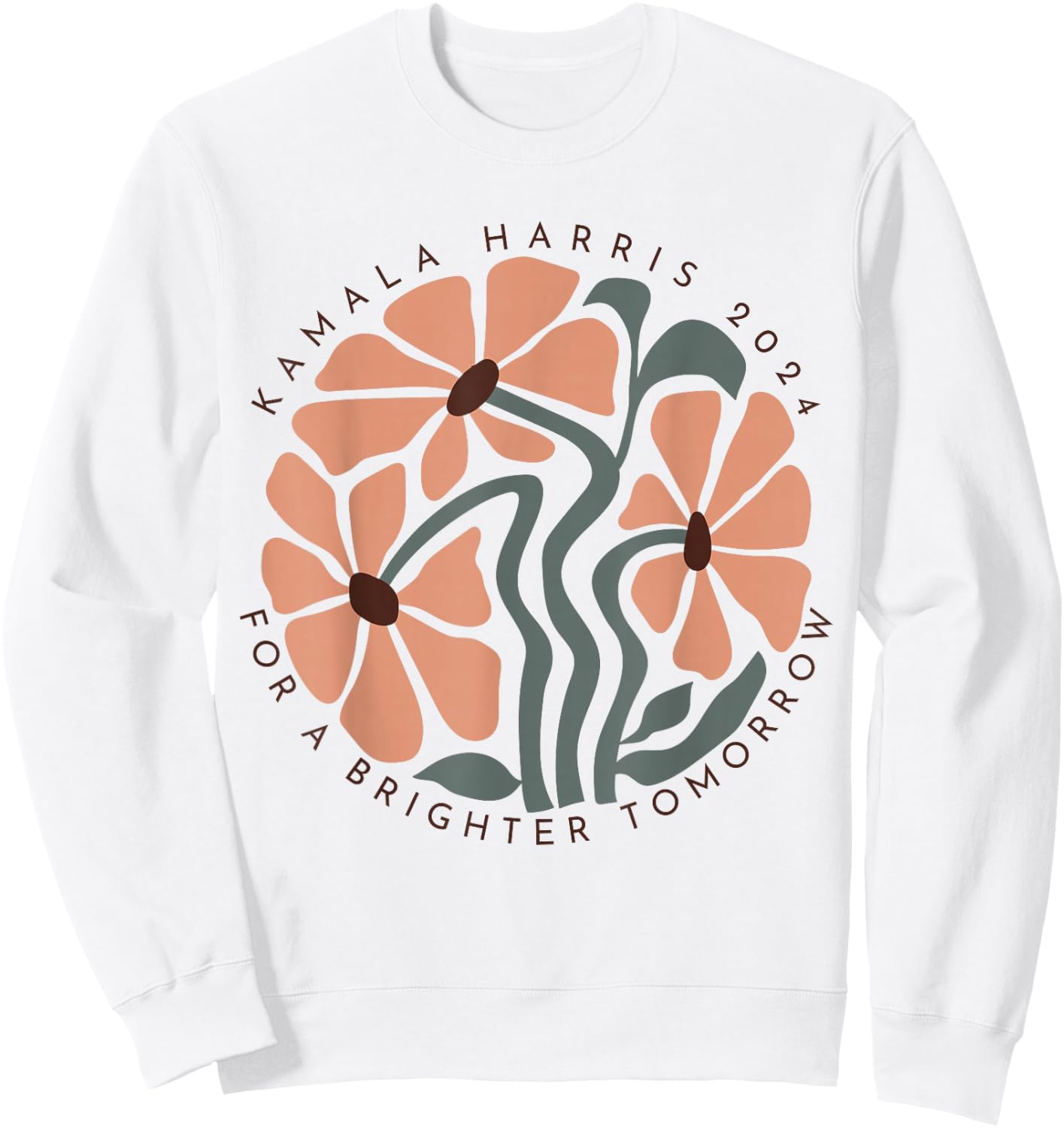 Harris Walz 2024 Subtle Flower Kamala Harris Boho Floral Sweatshirt - Sweatshirt | White
