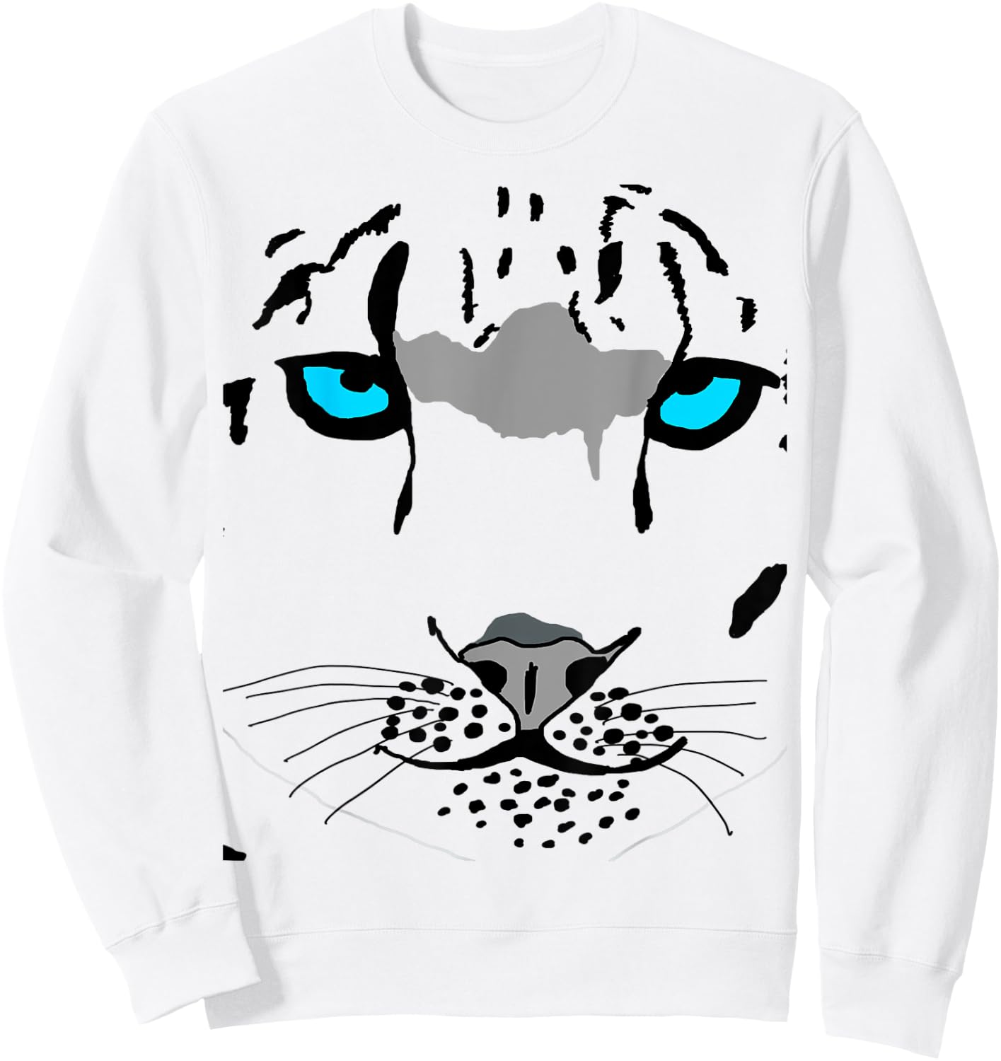Snow Leopard Costume Big Wild Cat Tiger Halloween Wildcat Men Women Kids Sweatshirt - Sweatshirt | White