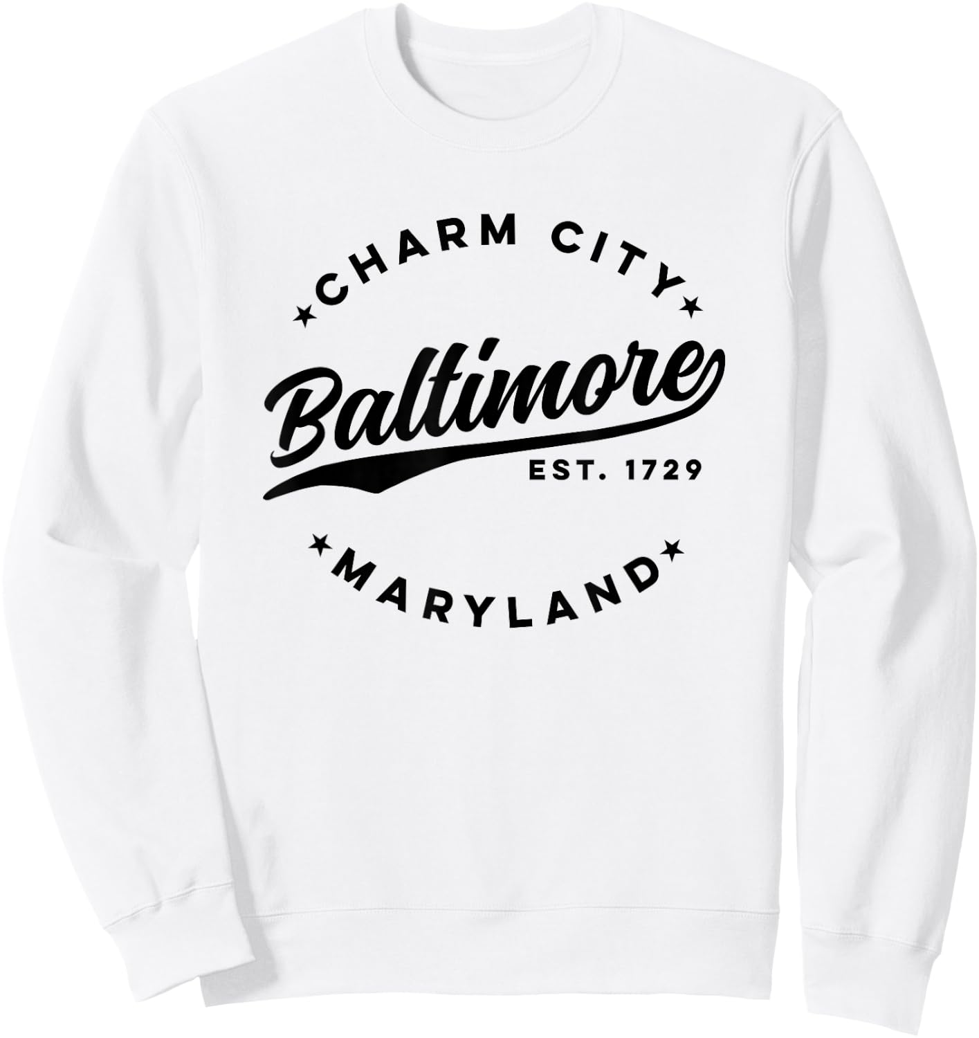 Vintage Baltimore Charm City Maryland Black Text Sweatshirt - Sweatshirt | White