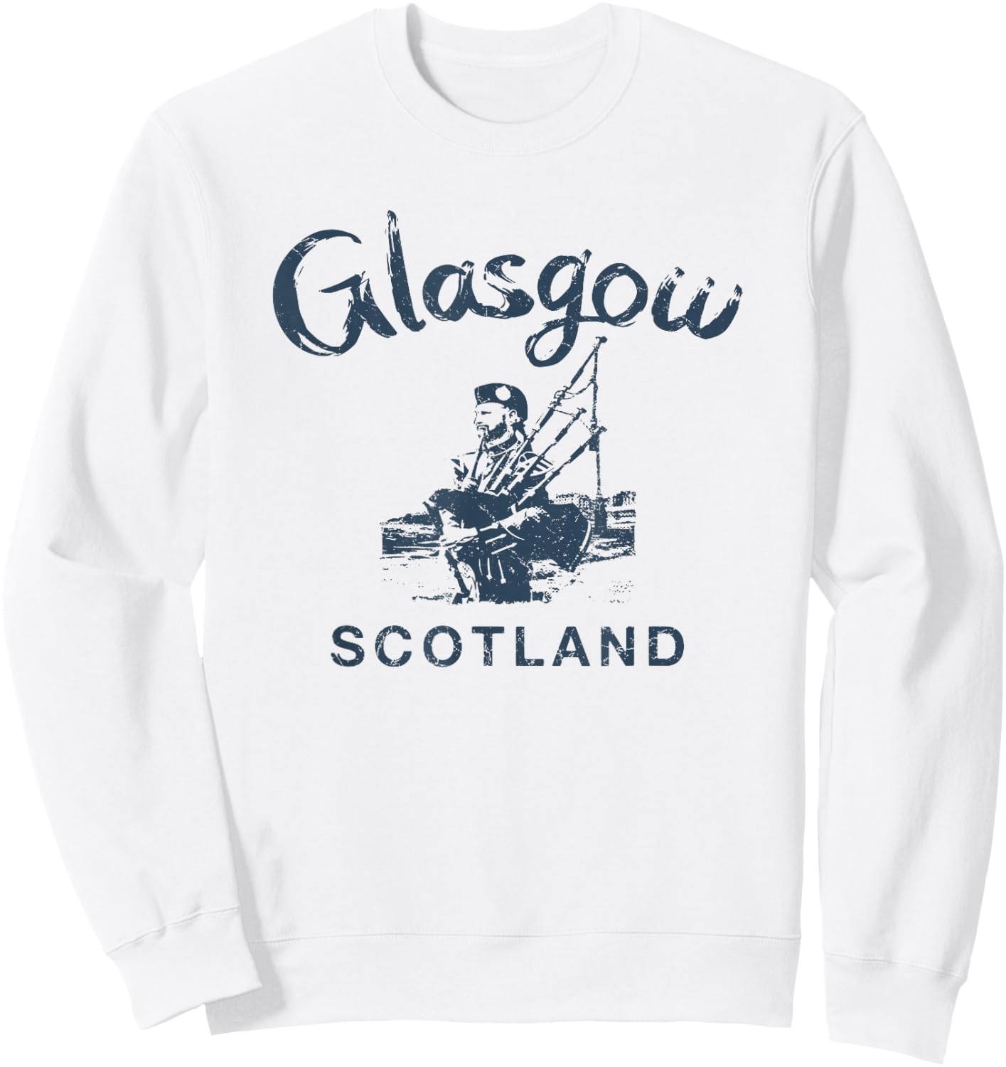 Scotland Glasgow Bagpipes Scottish Vintage Gaelic Sweatshirt - Sweatshirt | White