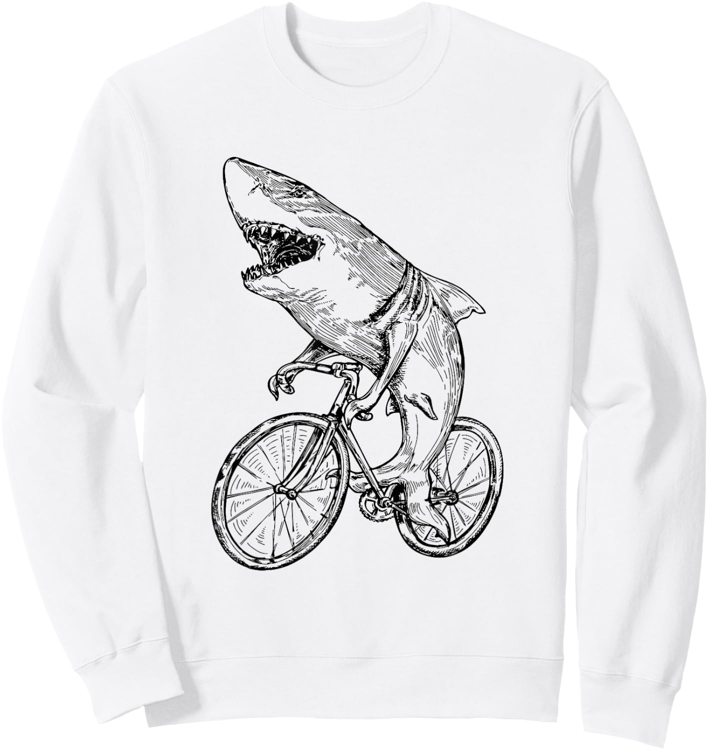 Shark Cycling Bicycle Beach Cyclist Fish Biker Biking Bike Men Women Kids Sweatshirt - Sweatshirt | White