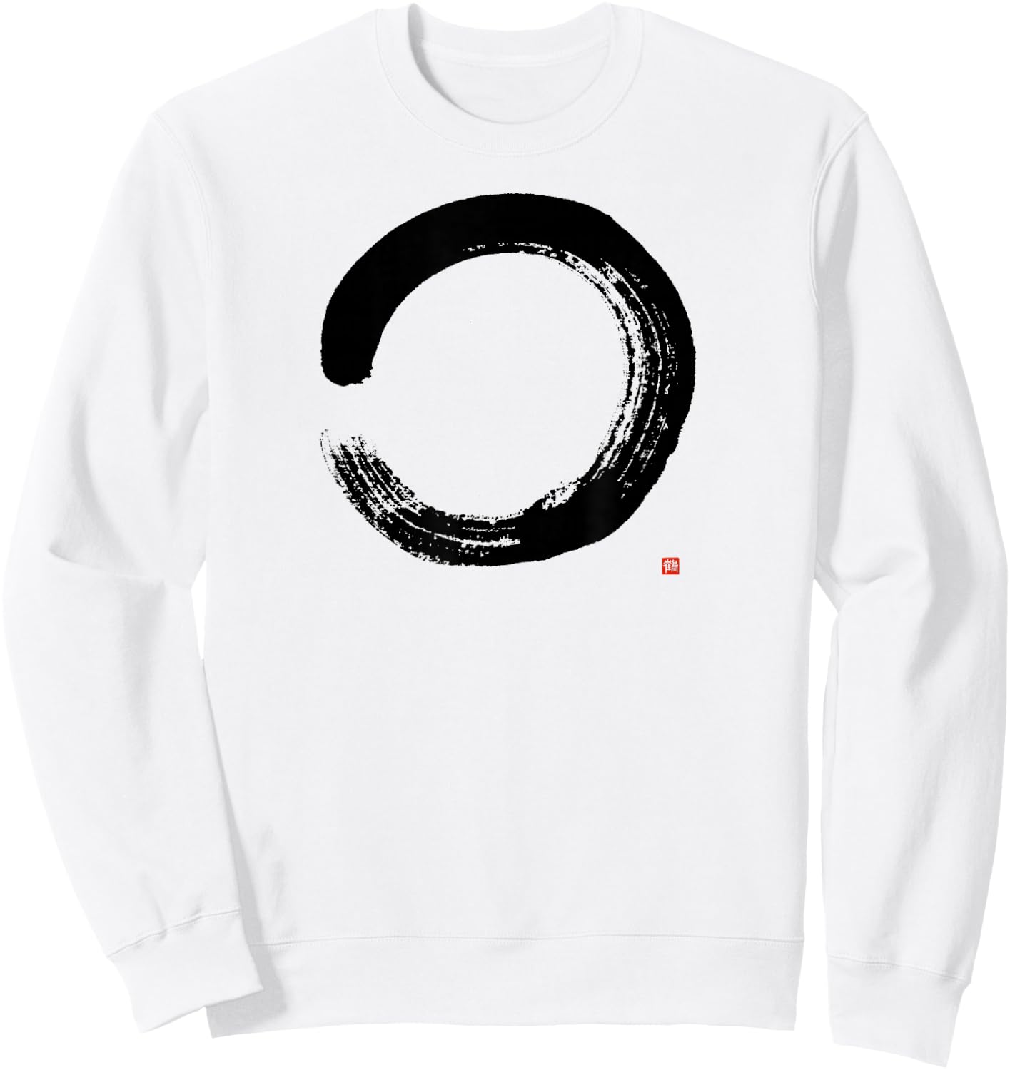 Zen Enso : Artistic Japanese Enso Circle Painting Sweatshirt - Sweatshirt | White
