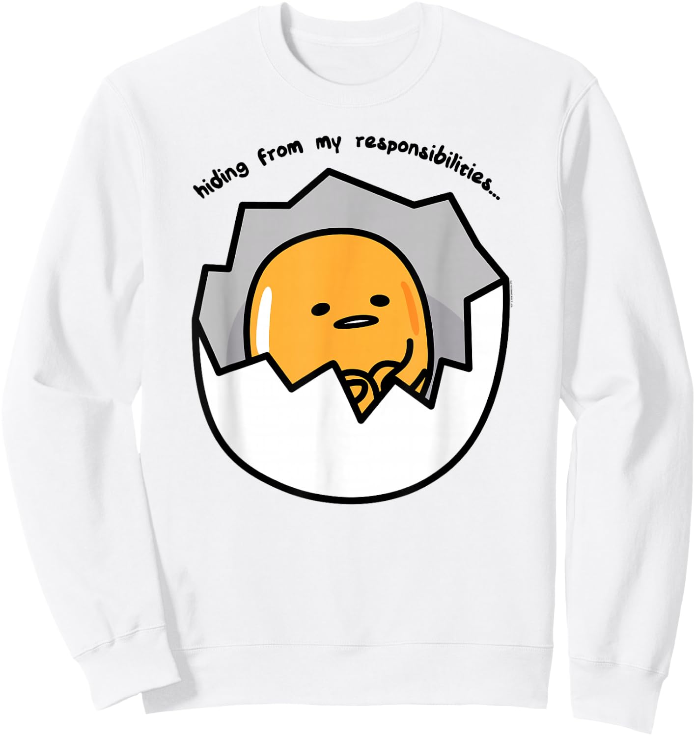 Gudetama the Lazy Egg Hiding from Responsibilities Sweatshirt - Sweatshirt | White