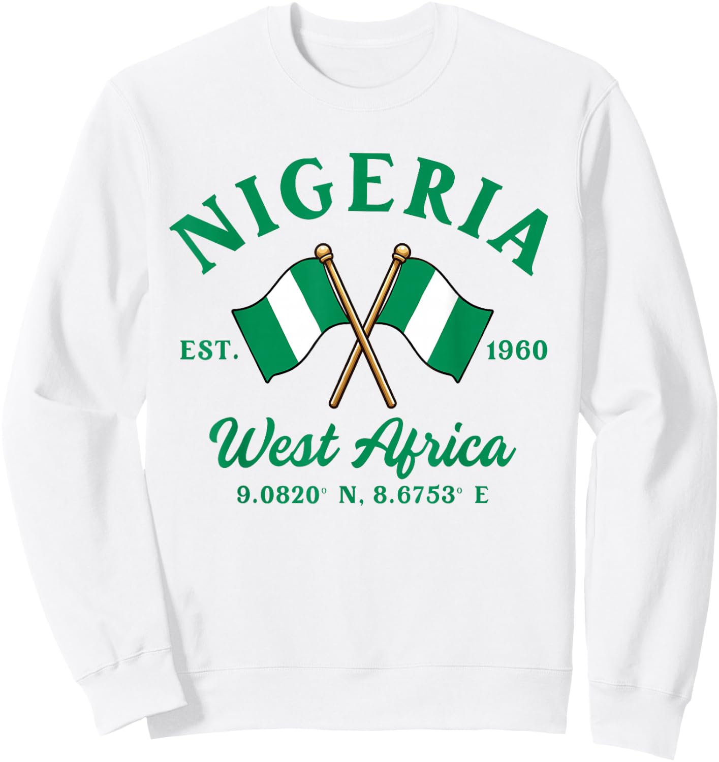 Nigeria Nigerian Cross Flag Nigerian Root Pride Heritage Sweatshirt - Sweatshirt | White