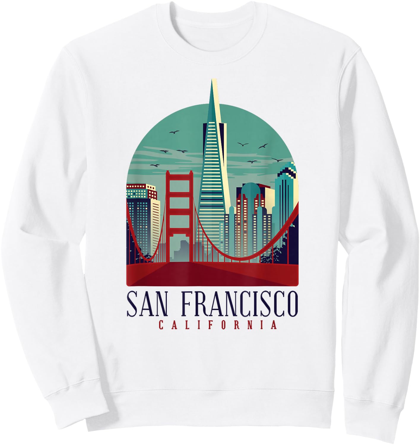 San Francisco California Golden Gate Bridge Souvenir Gift Sweatshirt - Sweatshirt | White
