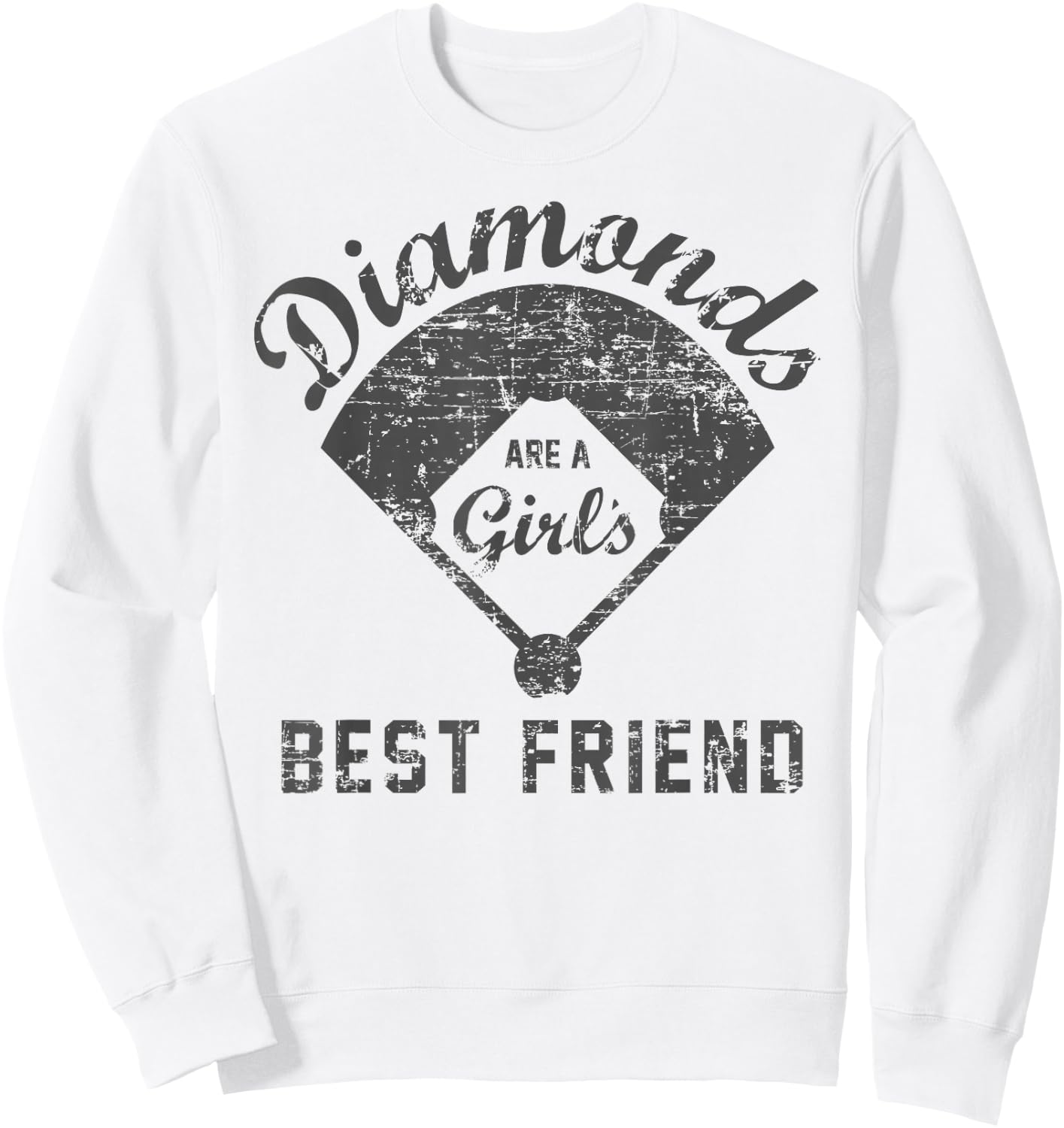Diamonds are a Girl's Best Friend Shirt Softball Mom Gift Sweatshirt - Sweatshirt | White
