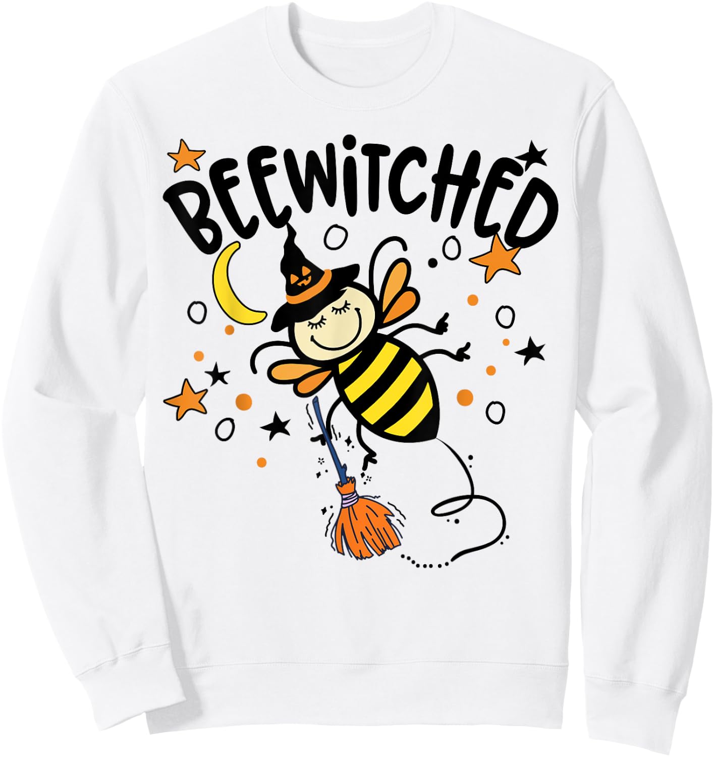 Kids halloween bee witch Bewitched broomstick witch's hat Sweatshirt - Sweatshirt | White