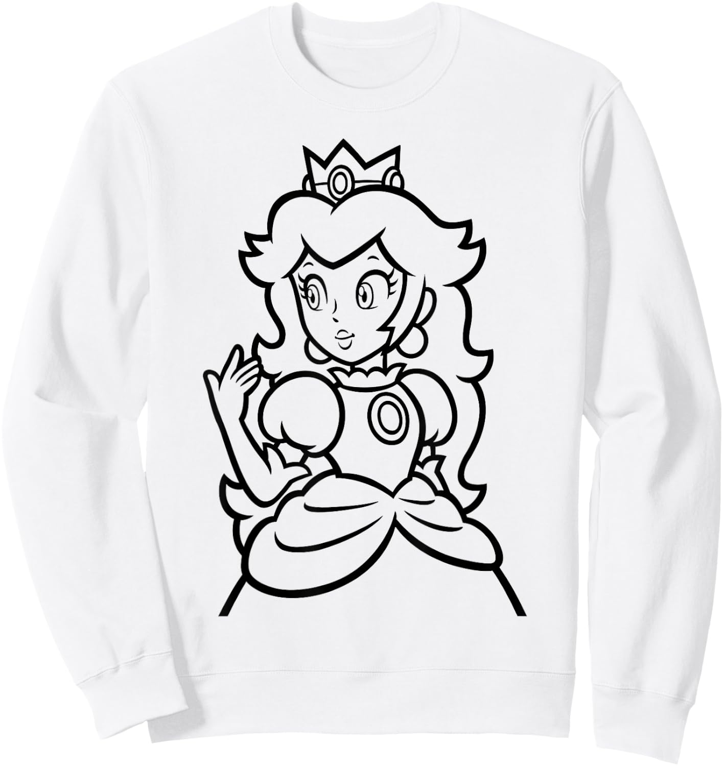 Super Mario Peach Simple Outline Portrait Sweatshirt - Sweatshirt | White