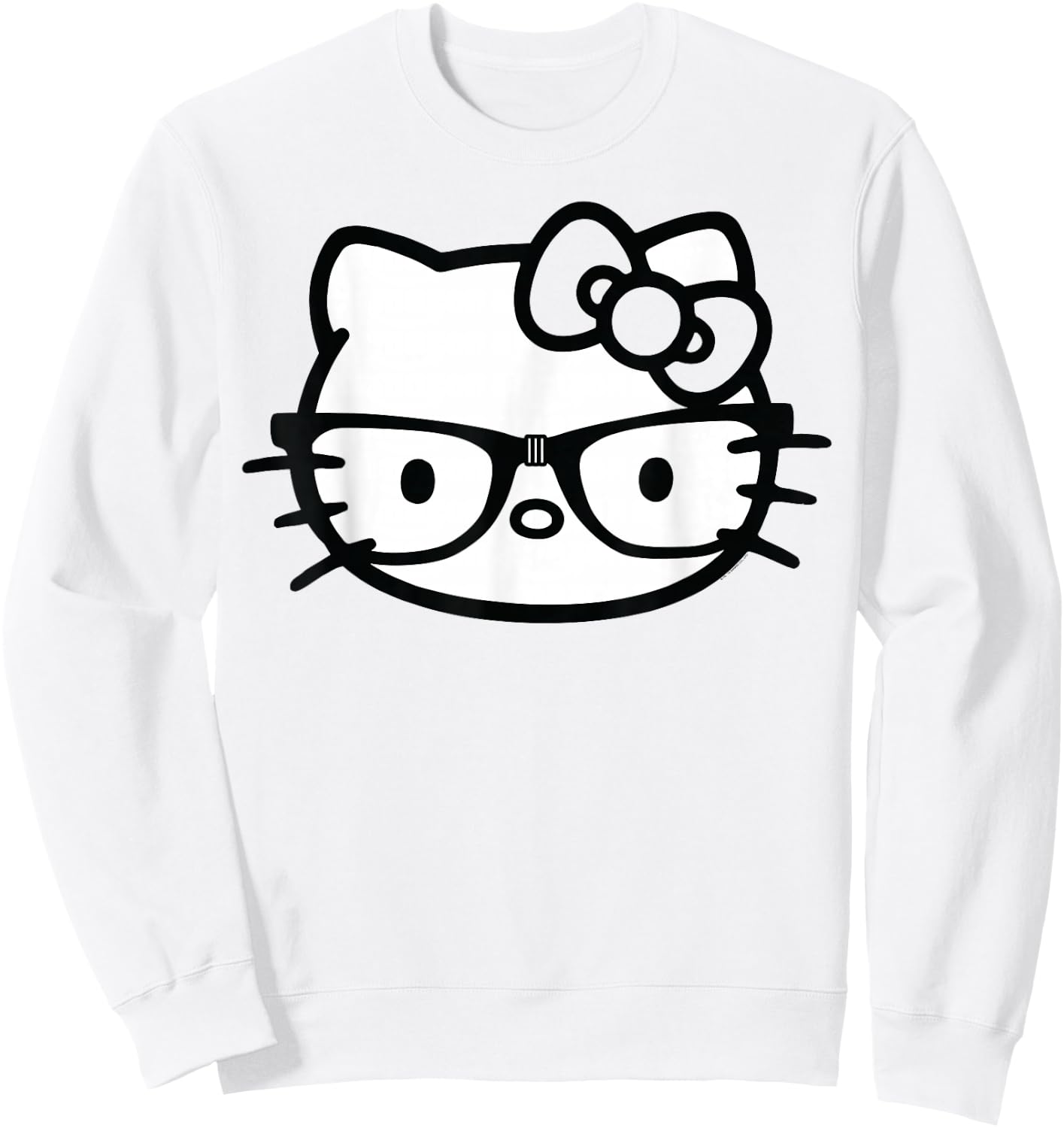Hello Kitty Black and White Nerd Glasses Short Sleeve Sweatshirt - Sweatshirt | White