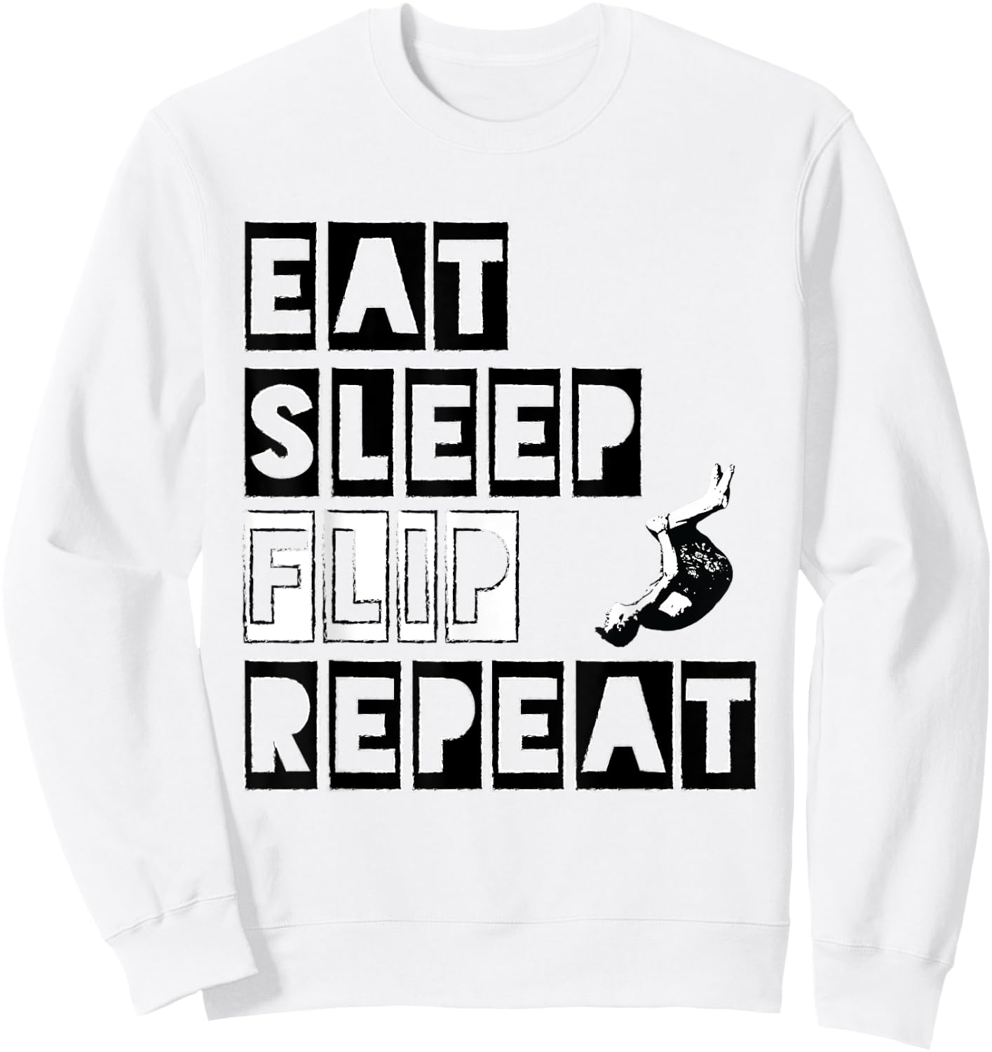 Eat Sleep Flip Repeat Gymnast & Tumbling Sweatshirt - Sweatshirt | White