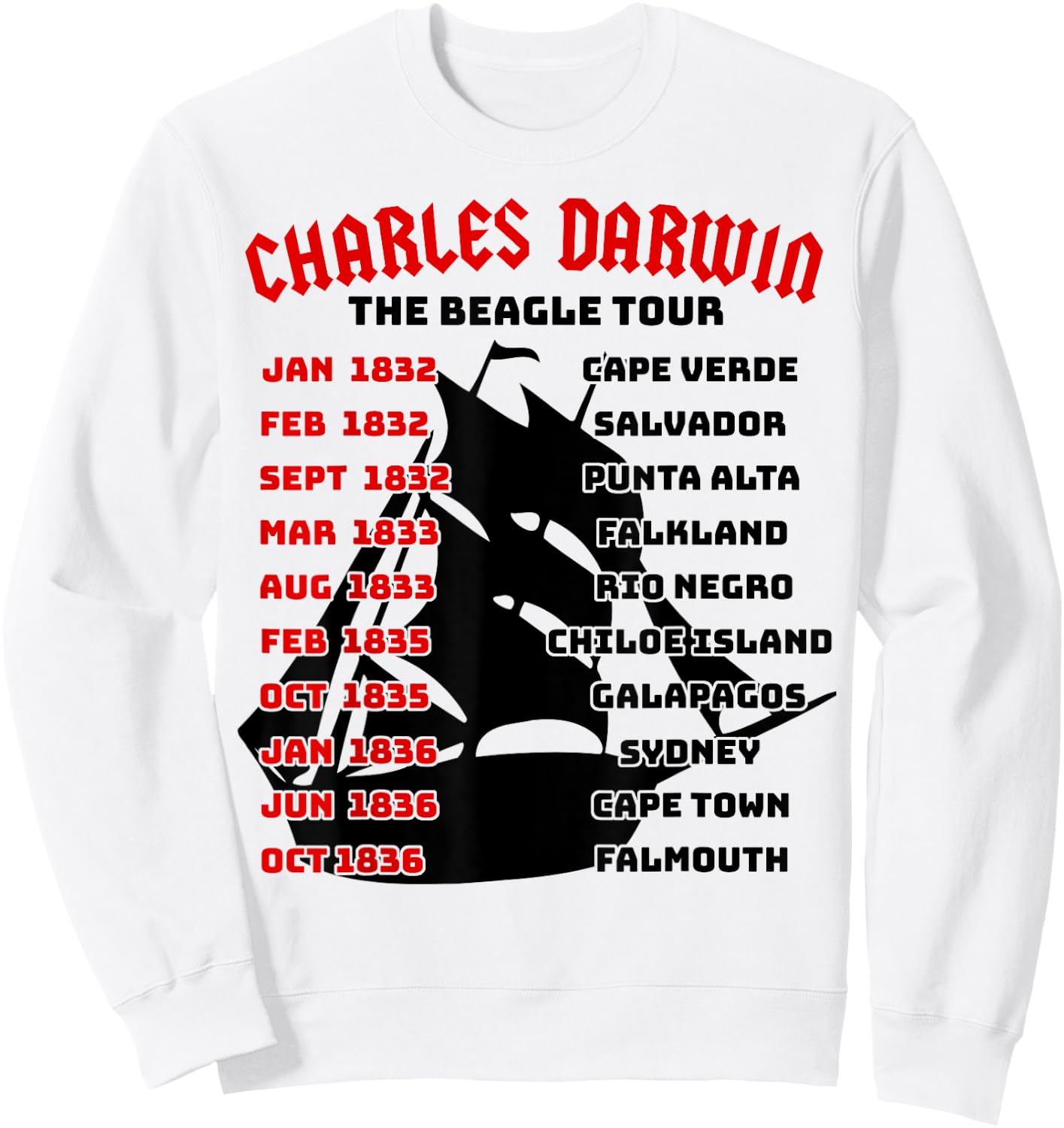 Naturalist Charles Darwin Beagle Meme Tour Earth Day Science Sweatshirt - Sweatshirt | White