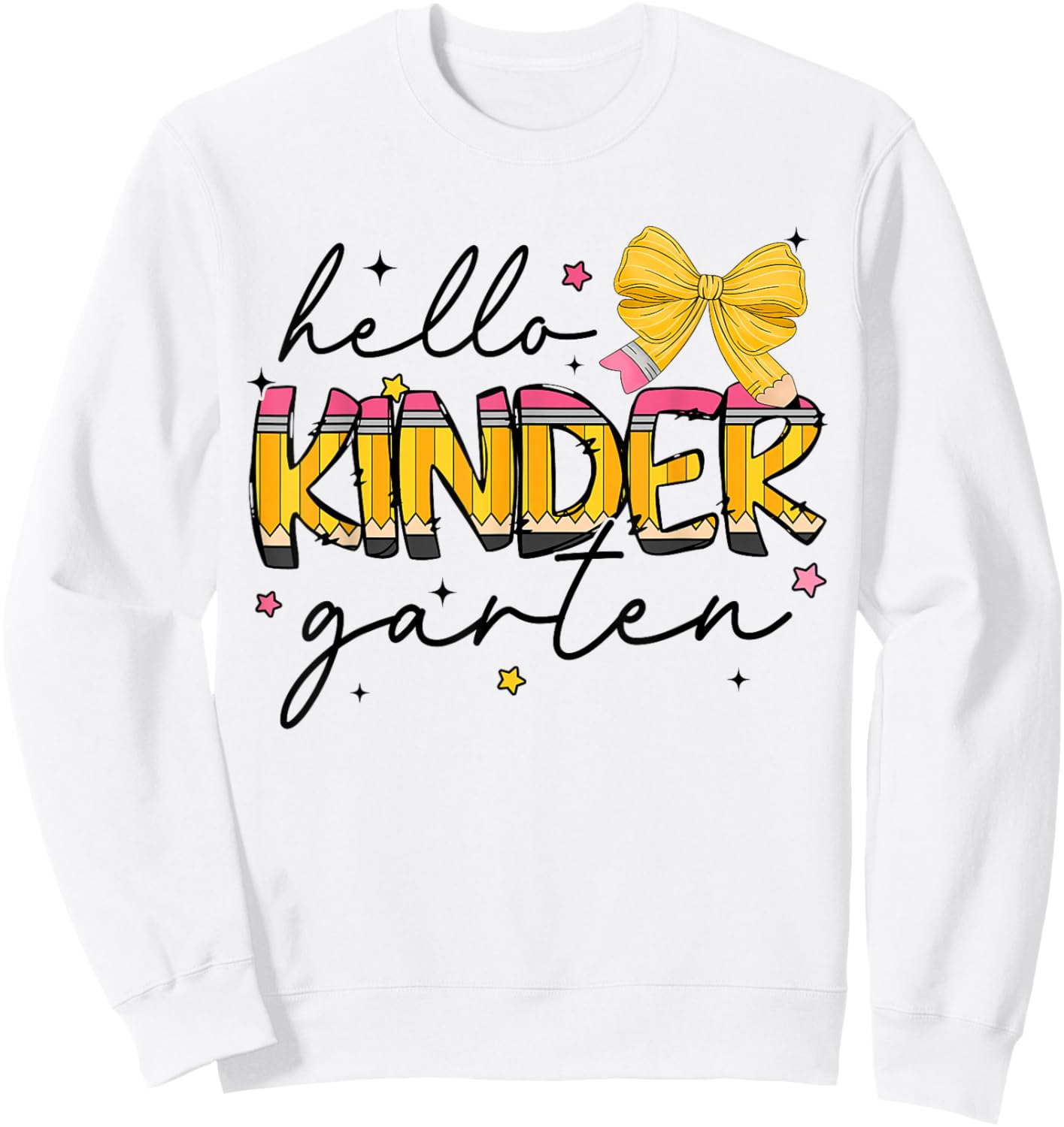 Back to School Kindergarten Pencil Coquette Bow Teacher Girl Sweatshirt - Sweatshirt | White