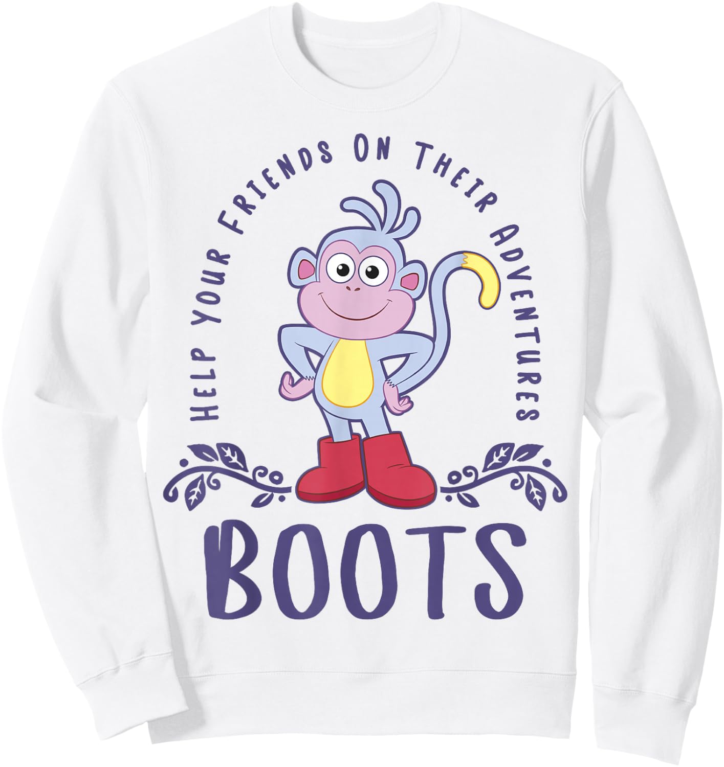 Dora The Explorer Boots Help Your Friends On Their Adventure Small Sweatshirt - Sweatshirt | White