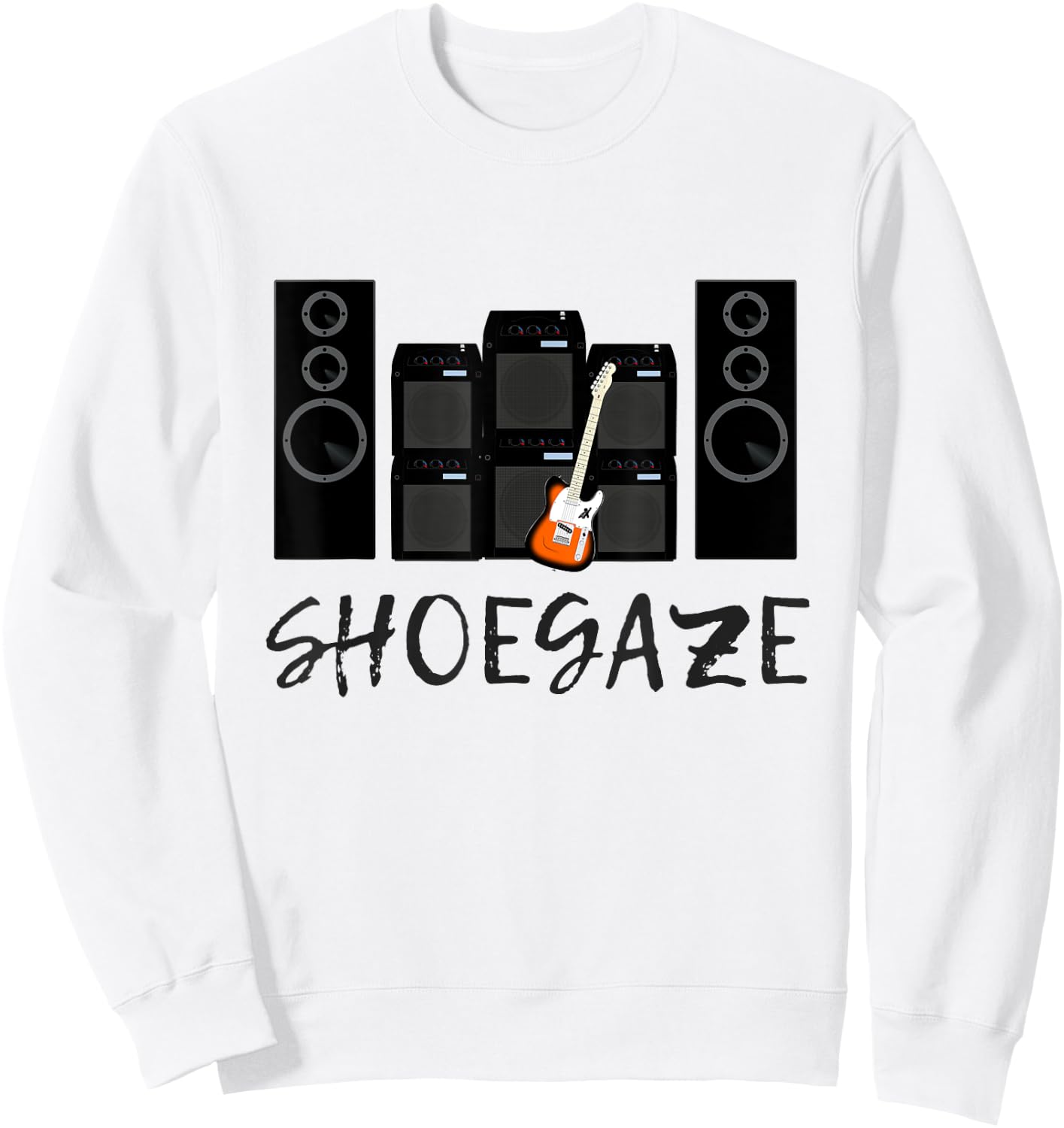 Shoegaze Indie Rock Music Fan Guitar & Amps Gift Sweatshirt - Sweatshirt | White