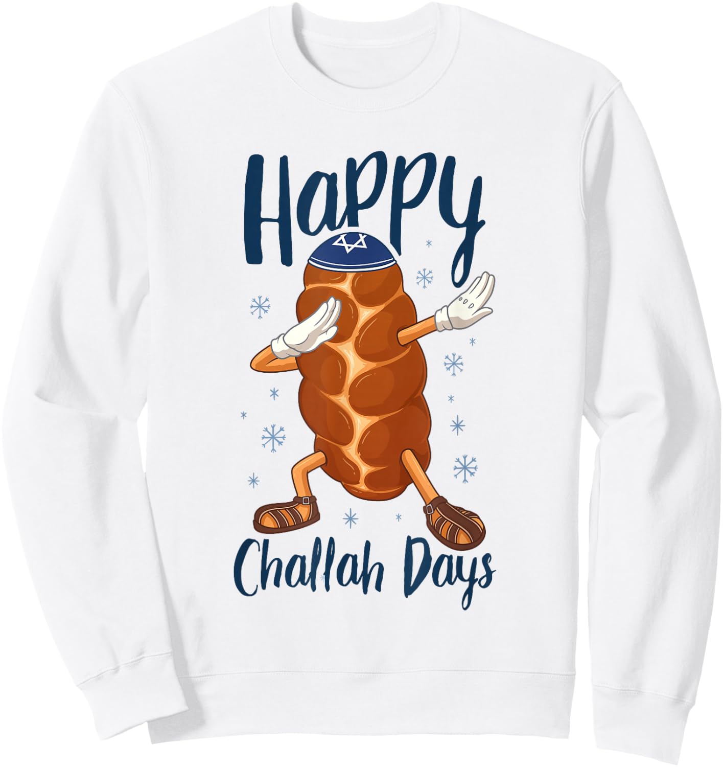 Hanukkah Dabbing Challah Bread Funny Happy Challah Days Sweatshirt - Sweatshirt | White