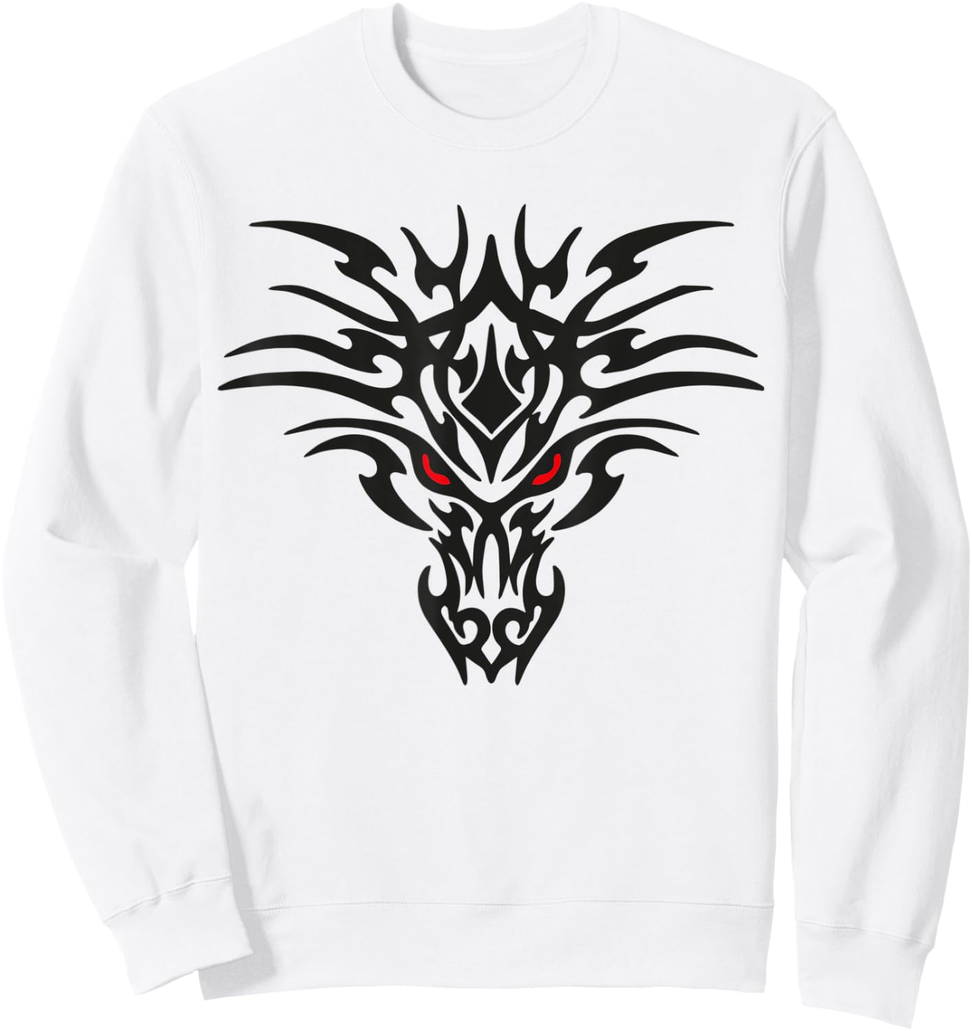 Tribal Dragon Head T Shirt Tattoo Cute Black Design Red Eyes Sweatshirt - Sweatshirt | White