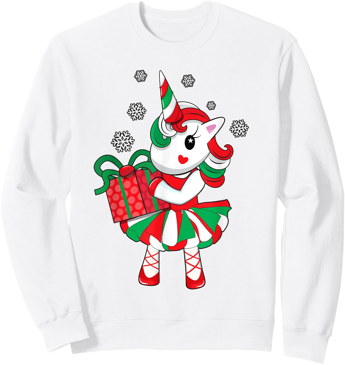 Christmas Unicorn Fun Girls Kids Snowflake Holiday Xmas Gift Sweatshirt - Sweatshirt | White