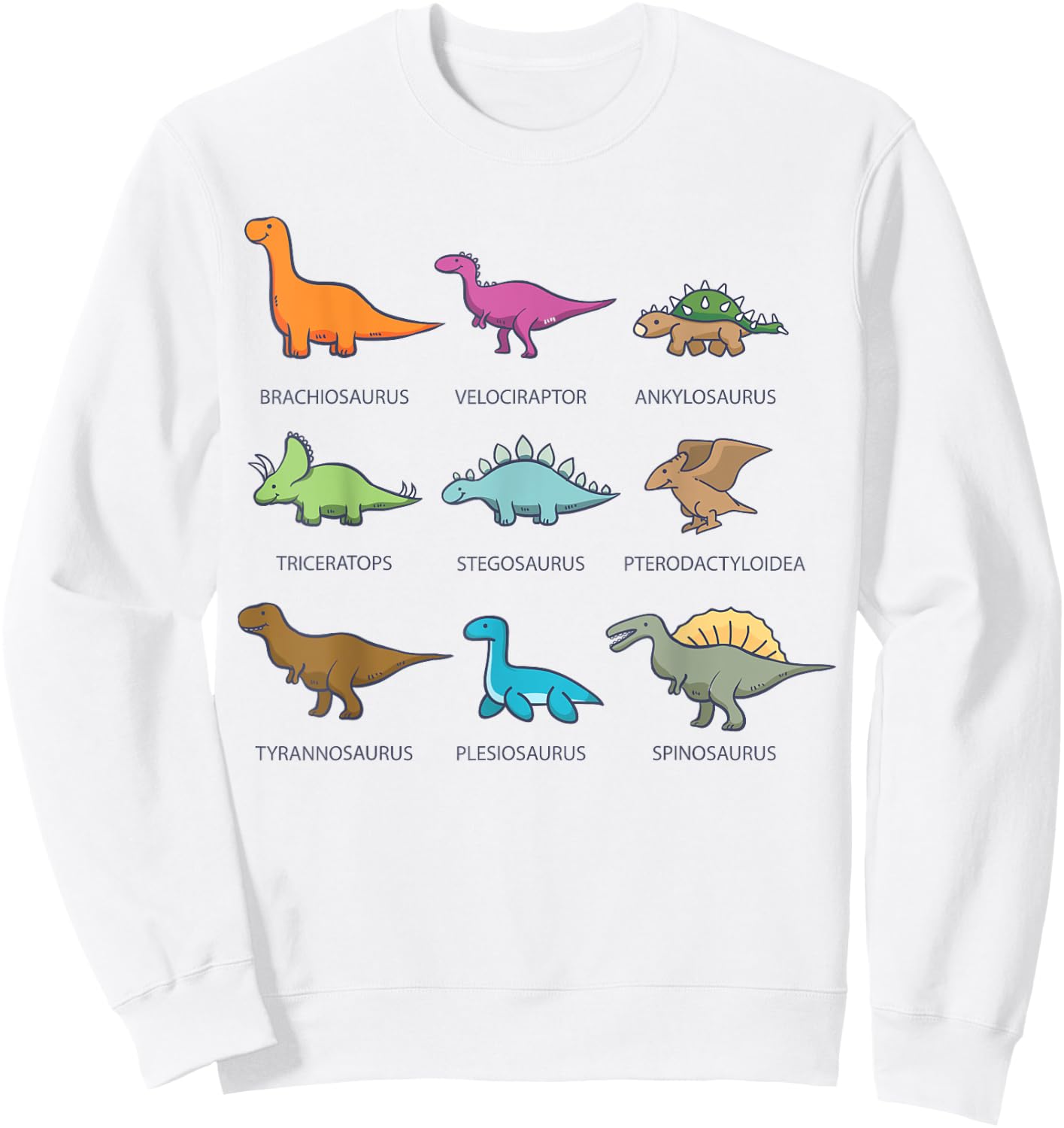Types of Dinosaurs Shirt | Educational Gift Sweatshirt - Sweatshirt | White