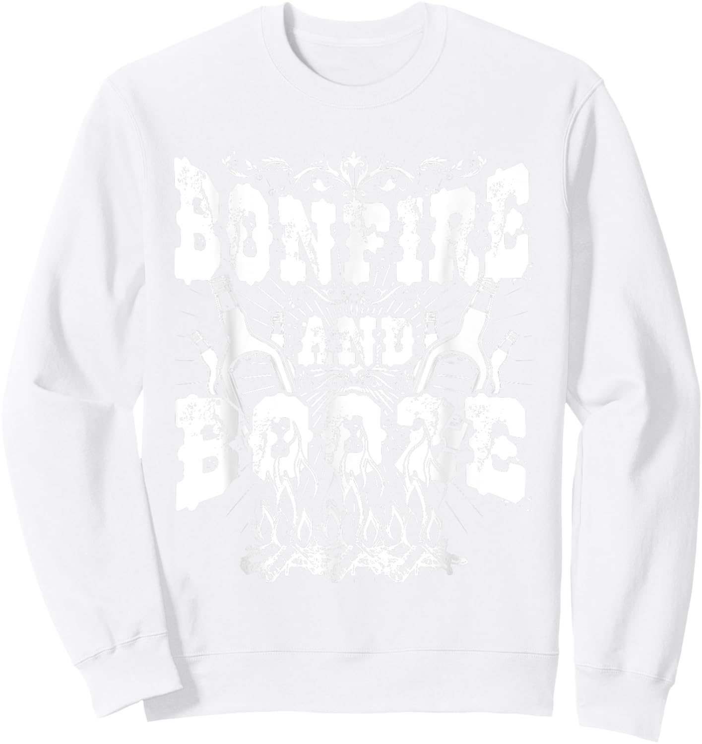 Bonfire And Booze Funny Beer Drinking Camping Sweatshirt - Sweatshirt | White
