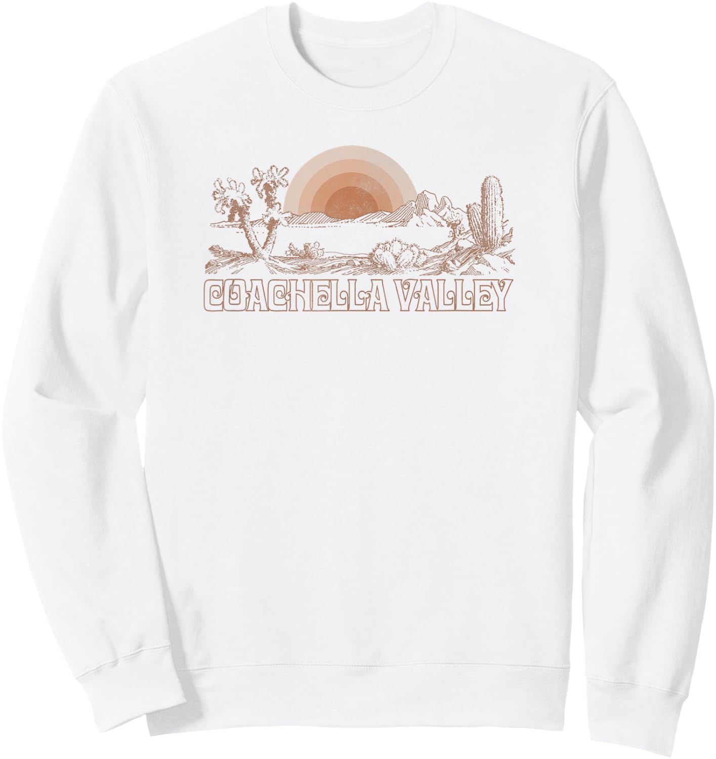 Trendy Coachella Valley Center Desert Scene Sweatshirt - Sweatshirt | White