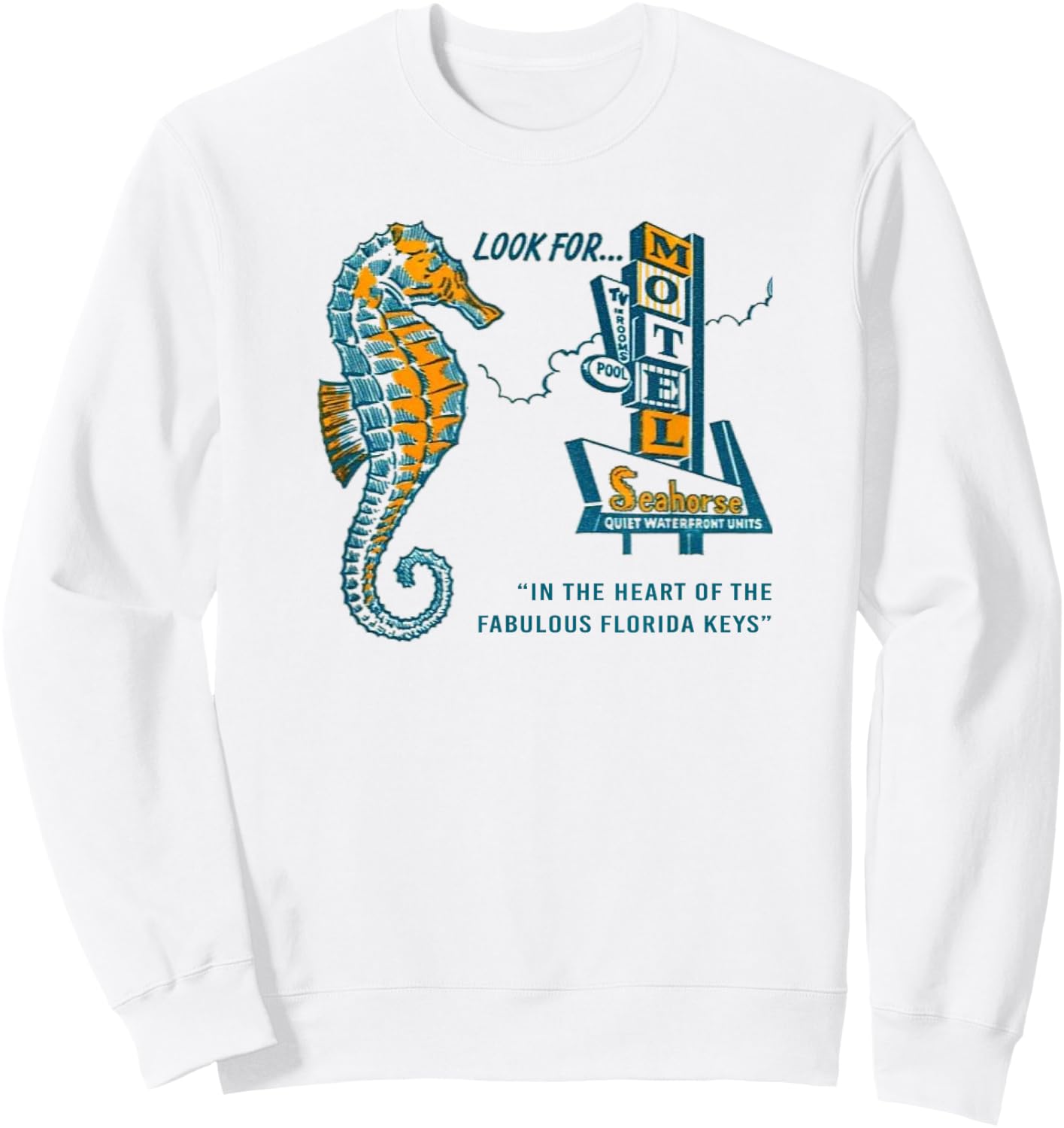 Sea Horse Motel Retro Tropical Ocean Vintage Men's Graphic Sweatshirt - Sweatshirt | White