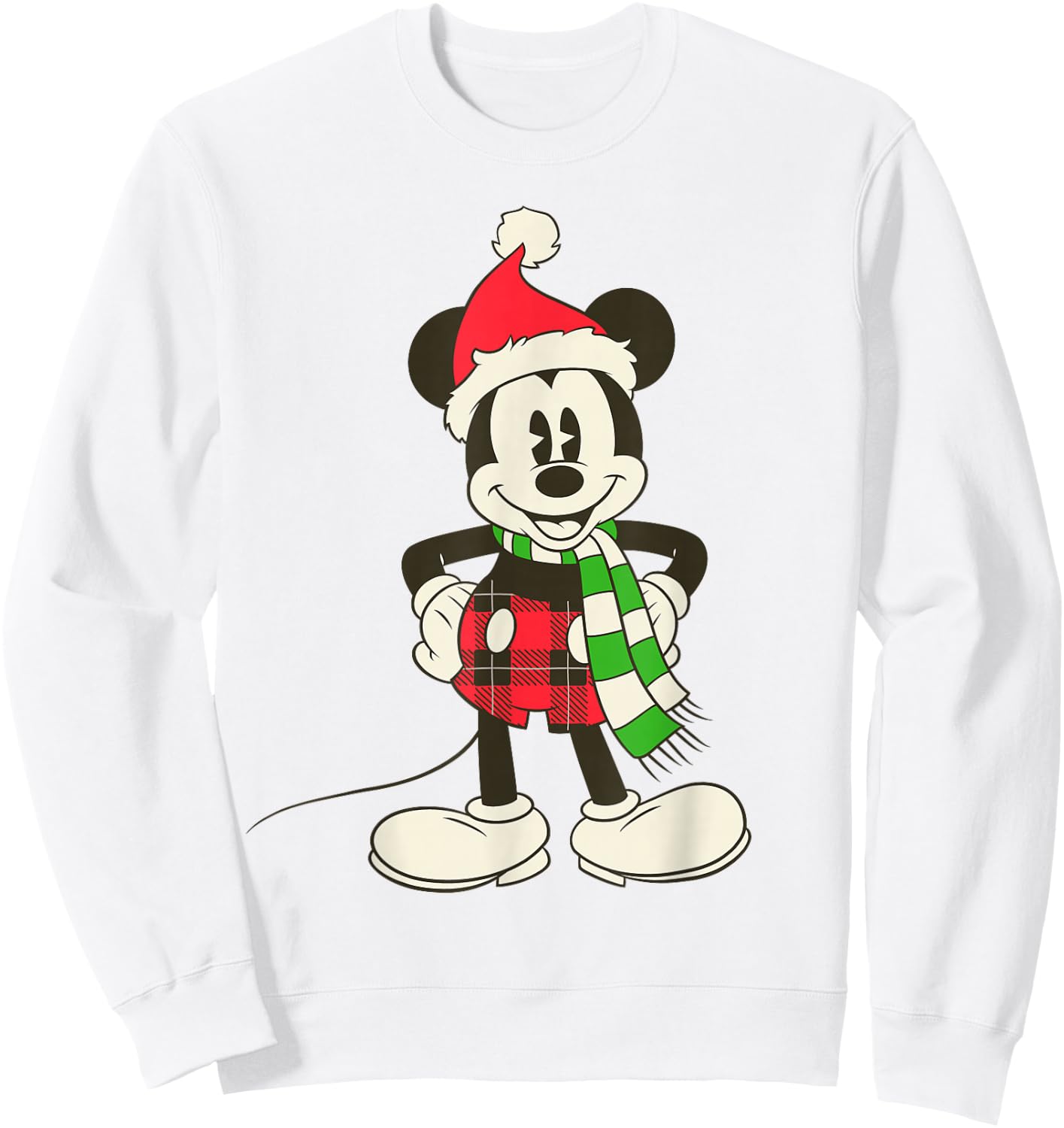 Disney Vintage Mickey Mouse in Santa Hat Sweatshirt - Sweatshirt | White