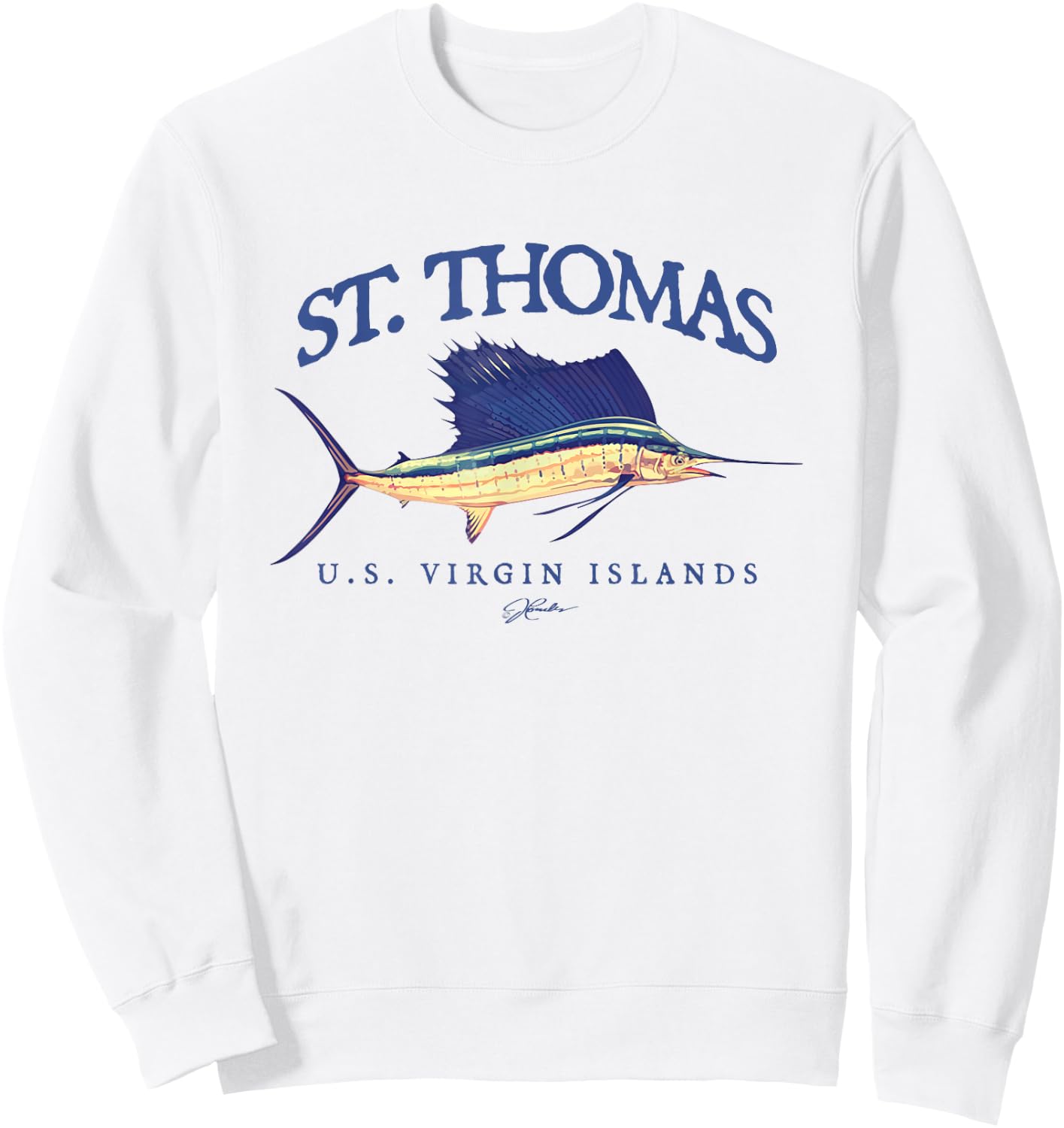 JCombs: St. Thomas, USVI, Vintage Sailfish Sweatshirt - Sweatshirt | White