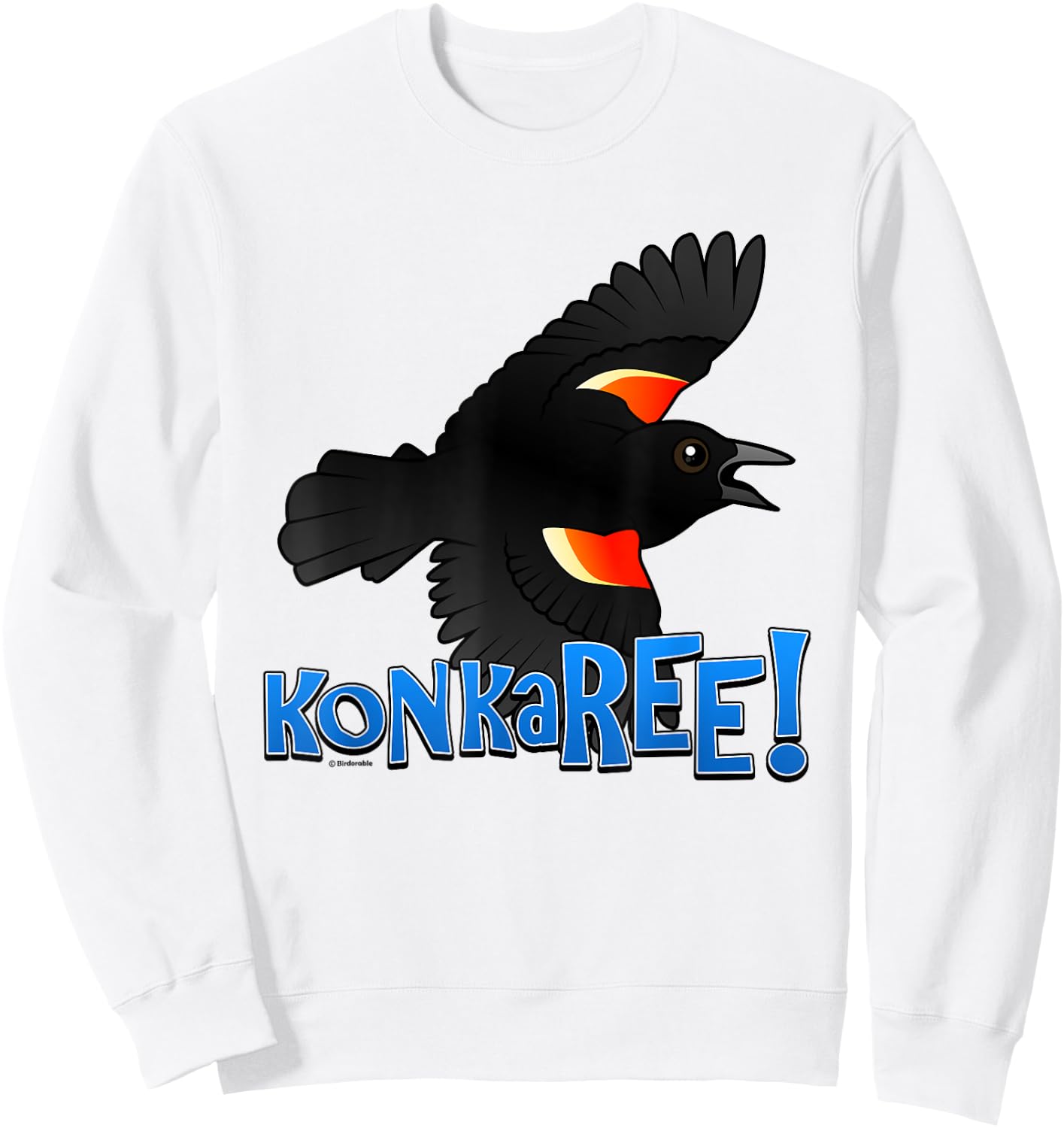 Red-winged Blackbird Sure Sign of Spring Cartoon Bird Gift Sweatshirt - Sweatshirt | White
