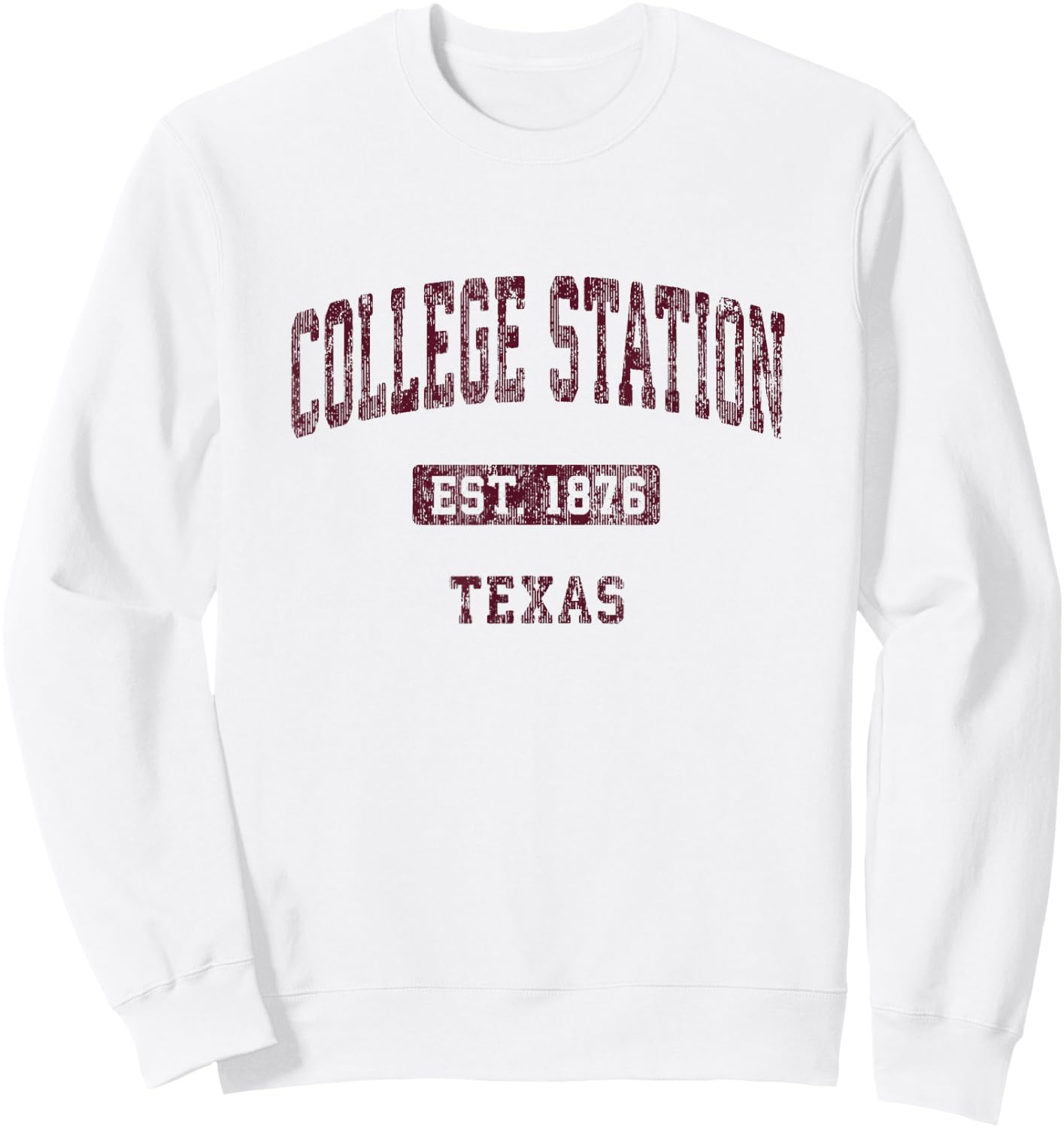 College Station Texas TX Vintage Athletic Sports Design Sweatshirt - Sweatshirt | White