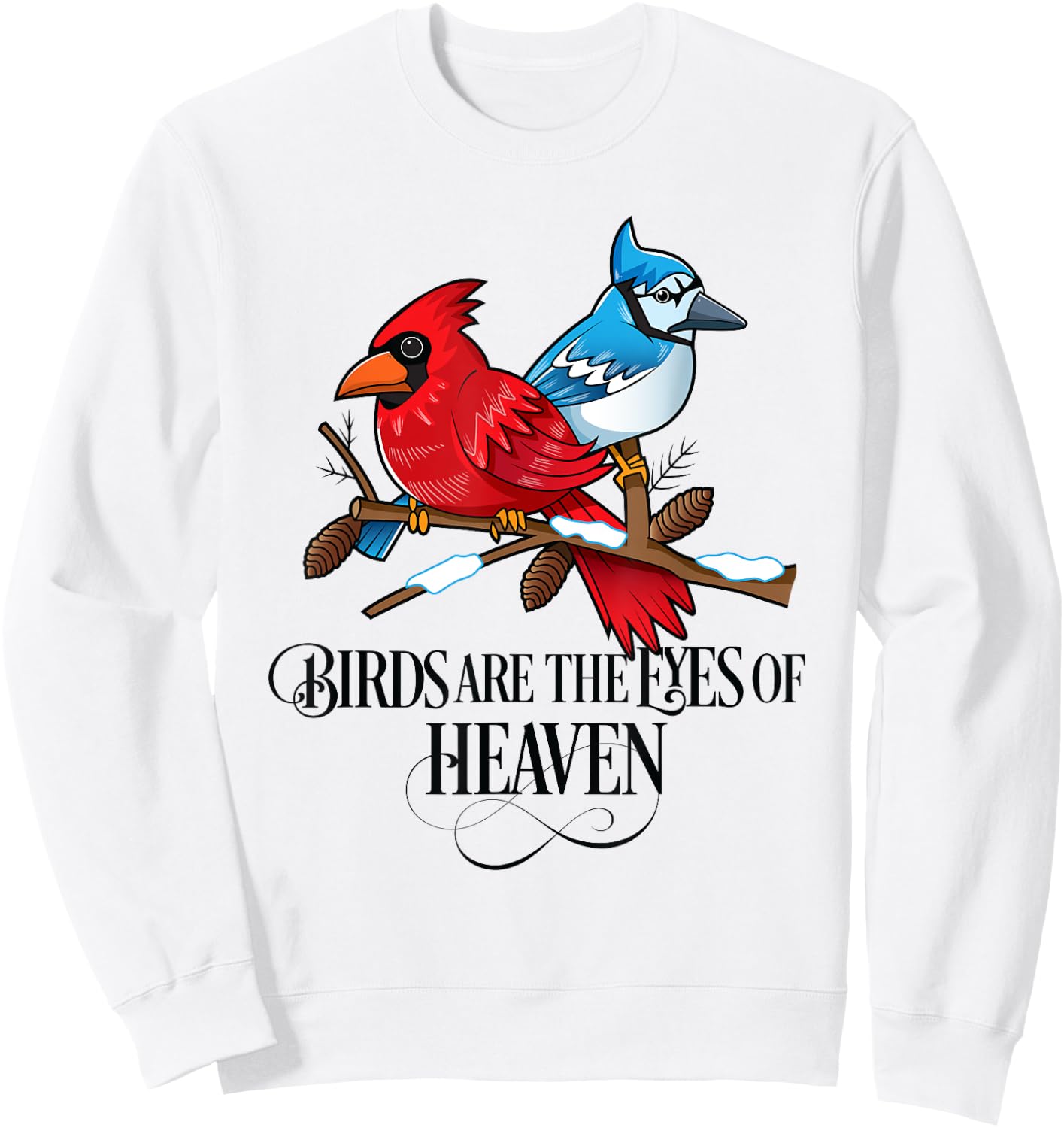 Birds are the Eyes of Heaven Cardinal Blue Jay Sweatshirt - Sweatshirt | White