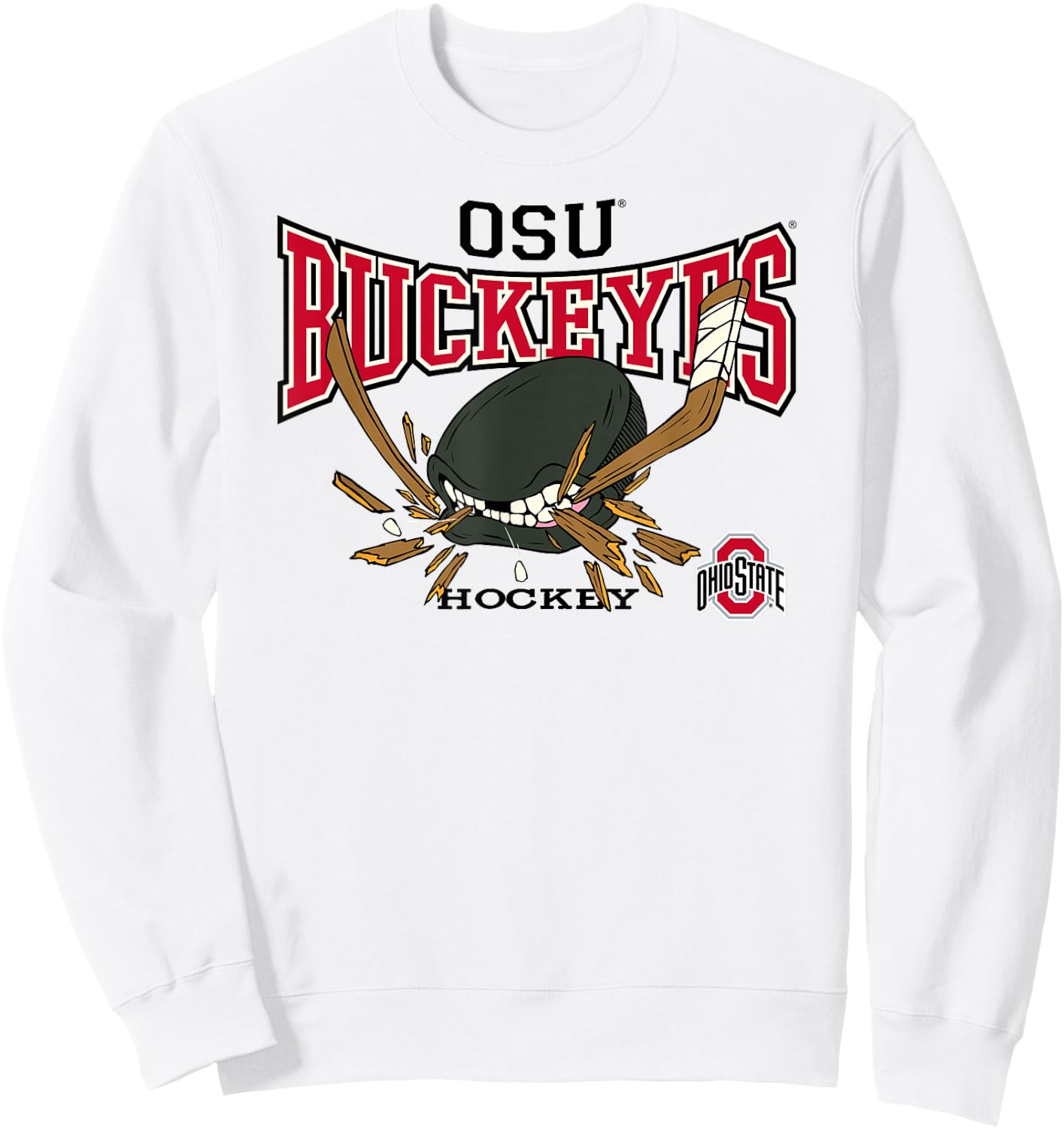 Ohio State Buckeyes Hockey Bite Gray Officially Licensed Sweatshirt - Sweatshirt | White