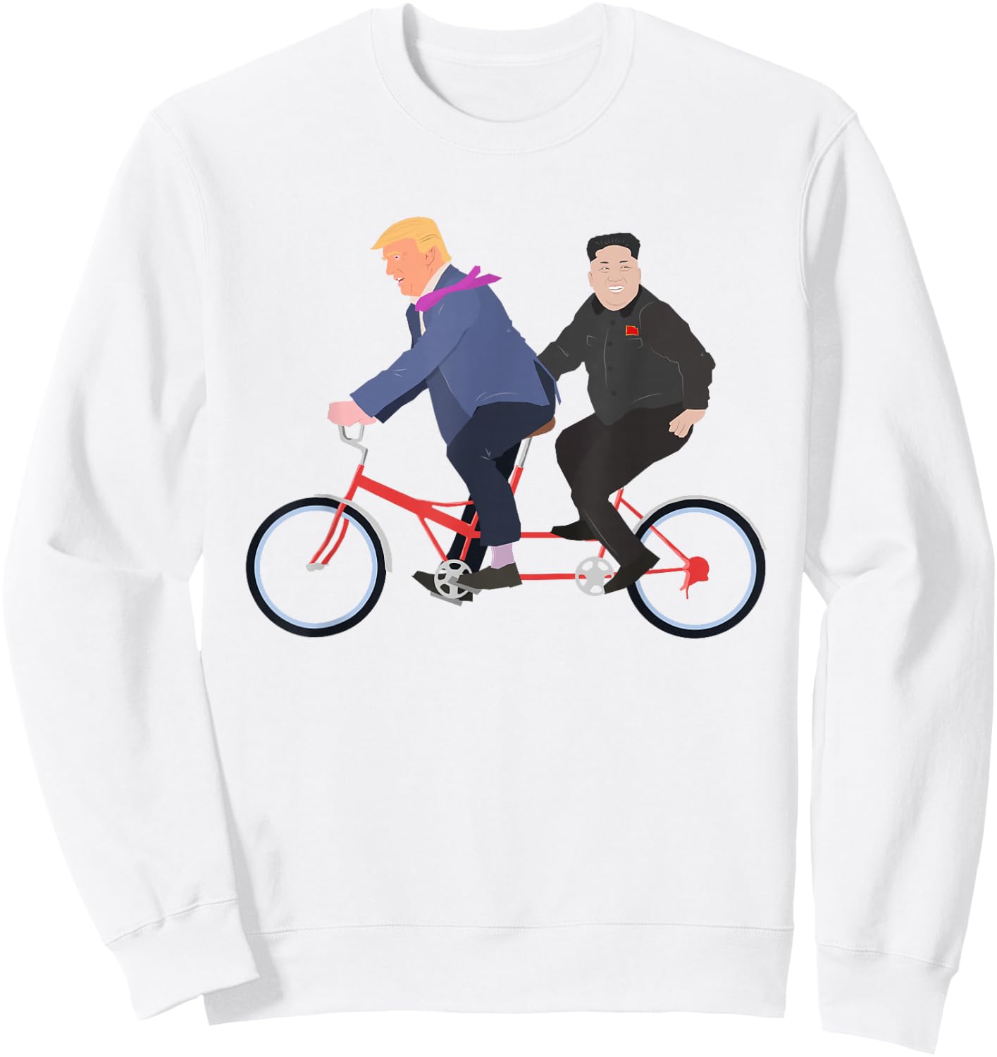 Trump and Kim Jong Un Tandem Bike Funny Sweatshirt - Sweatshirt | White