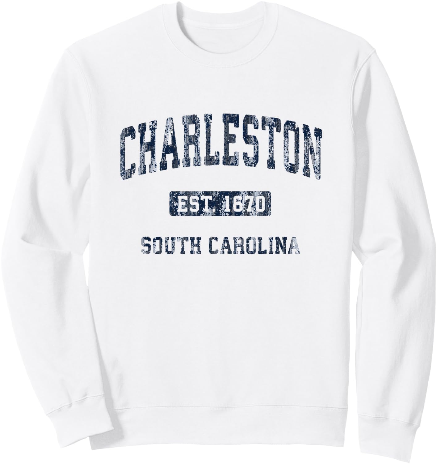 Charleston South Carolina SC Vintage Athletic Sports Design Sweatshirt - Sweatshirt | White