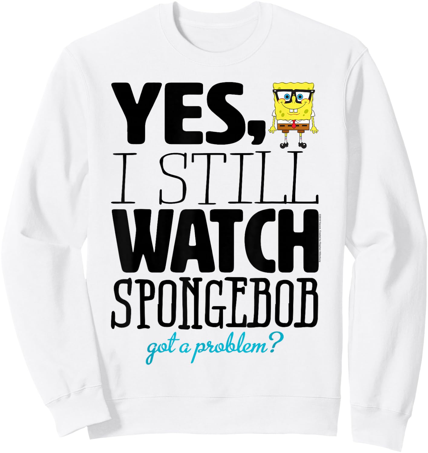 SpongeBob SquarePants Got a Problem,Short Sleeve Sweatshirt - Sweatshirt | White