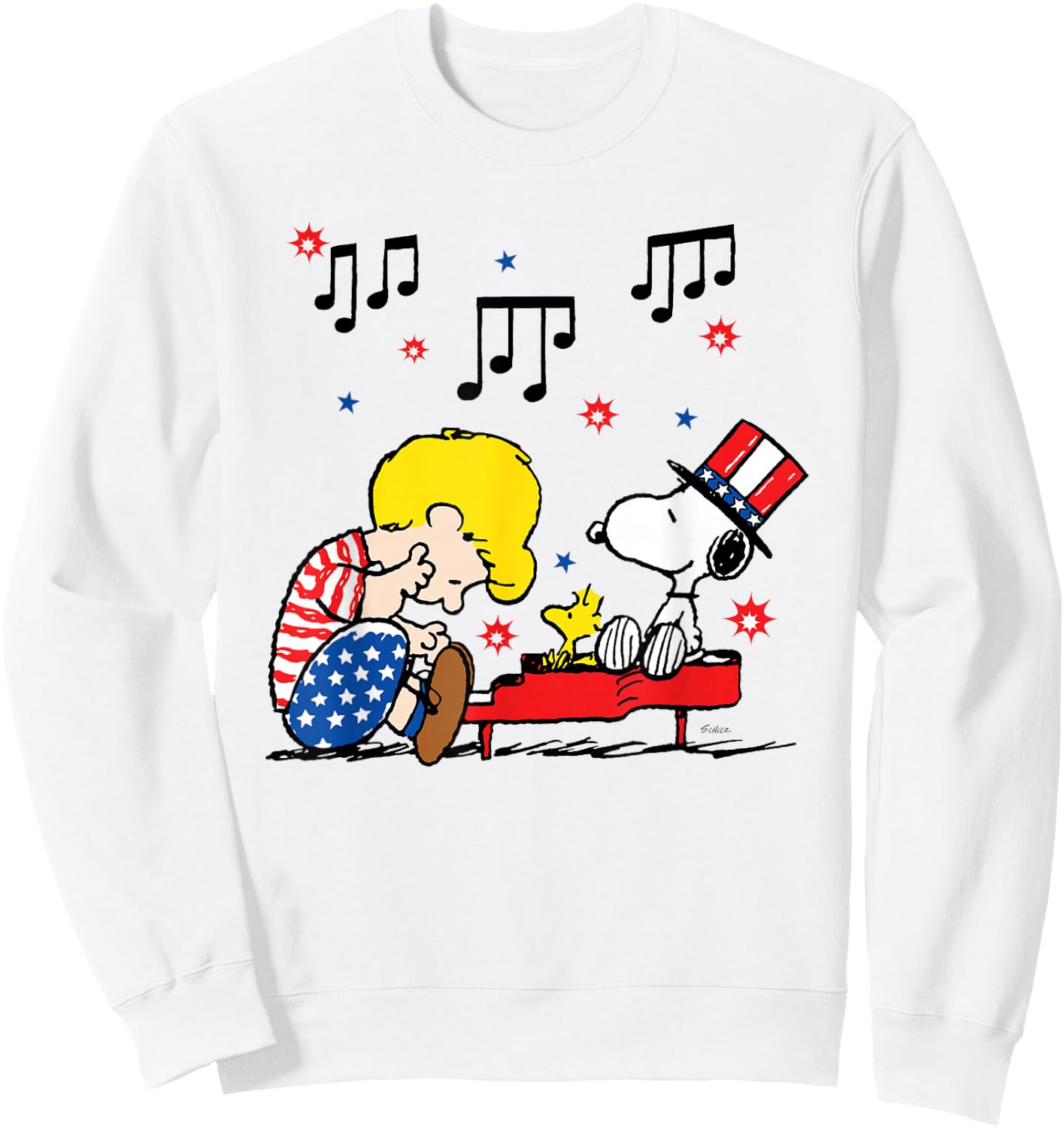 Peanuts Schroeder and Snoopy Americana Sweatshirt - Sweatshirt | White