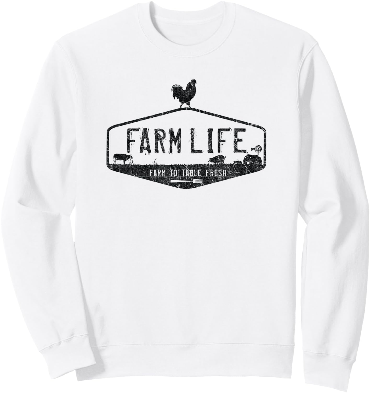 Farm Life , Livestock Distressed Graphic Sweatshirt - Sweatshirt | White