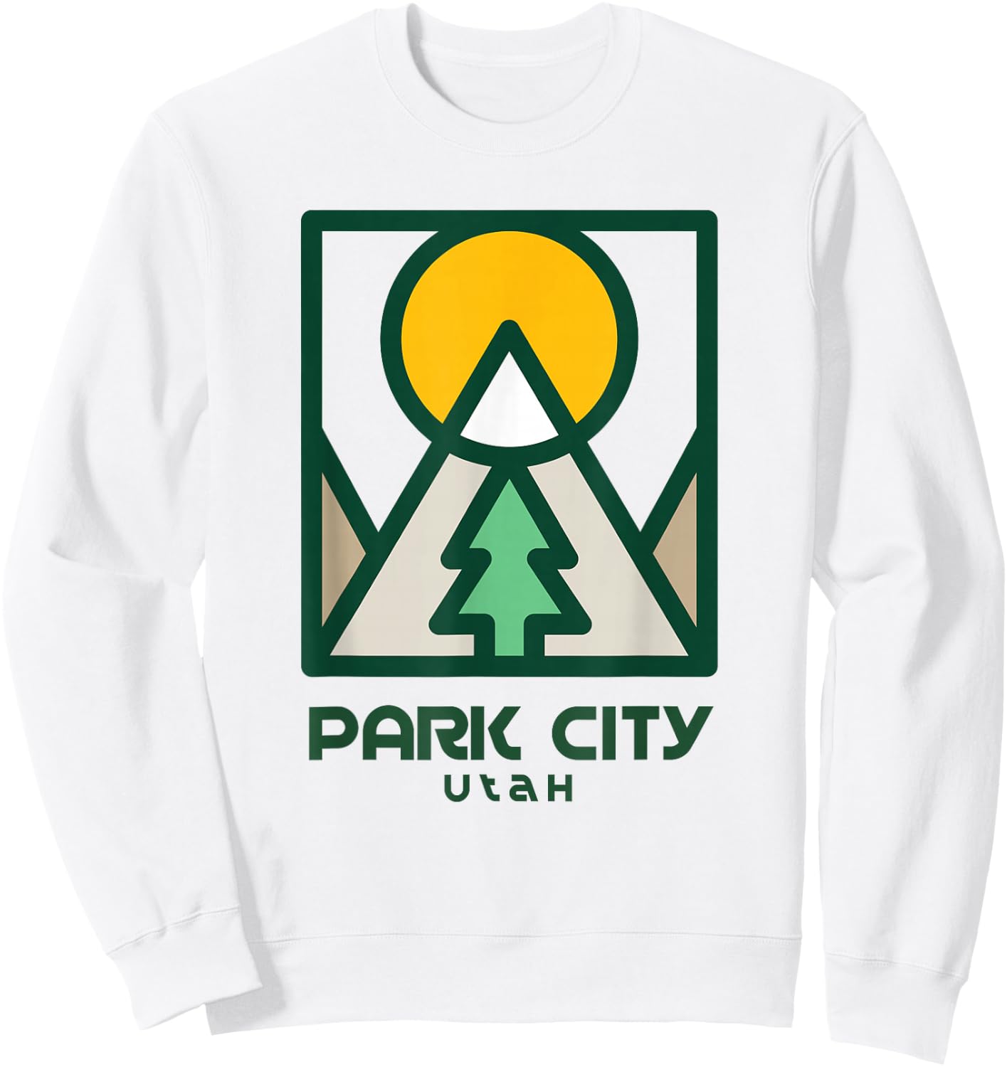 Park City Utah Mountains Tree Sweatshirt - Sweatshirt | White