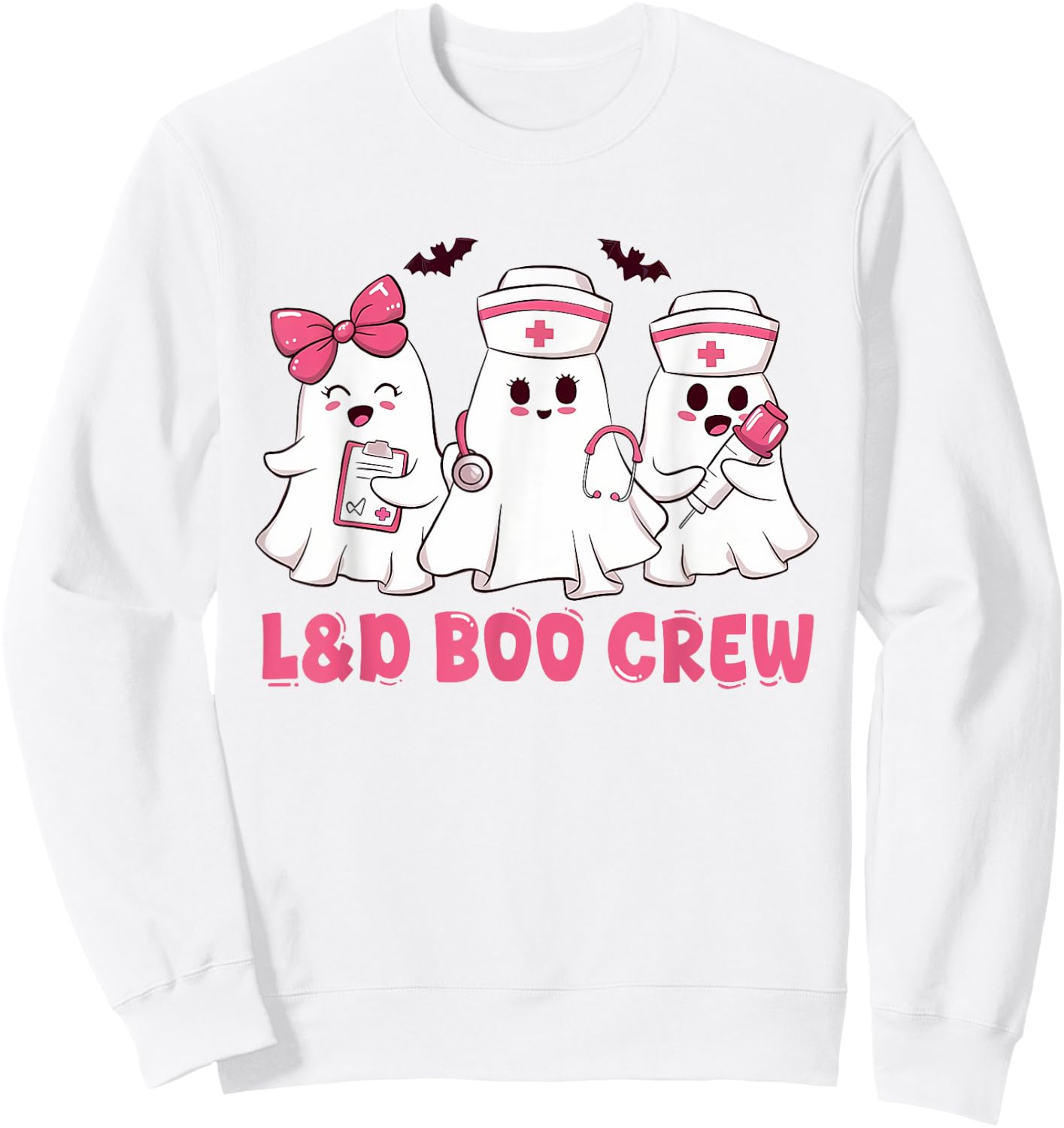 Halloween labor and delivery nurse shirt L&D Boo Crew Sweatshirt - Sweatshirt | White