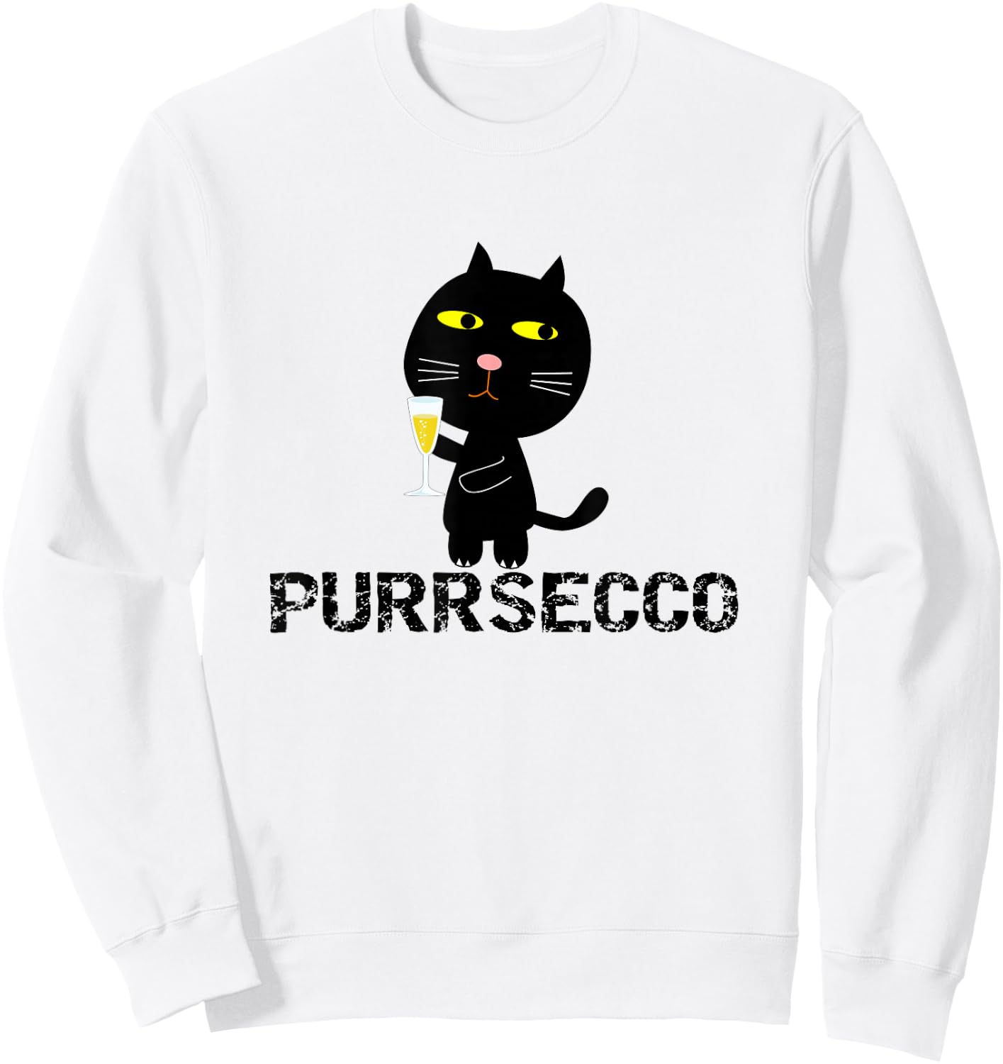 Funny Purrsecco Cat Prosecco Drink Pun Black Cat Friend Gift Men Women Sweatshirt - Sweatshirt | White