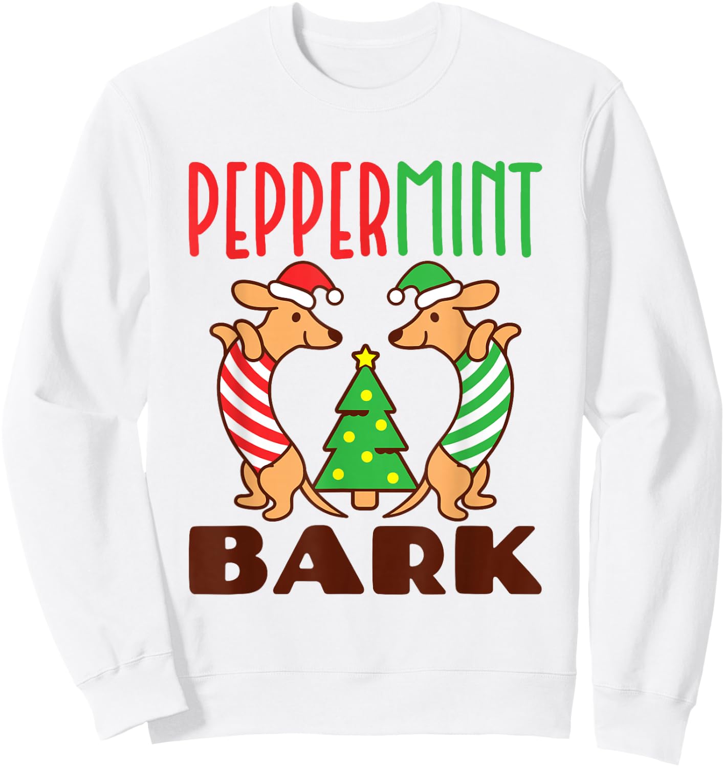 Peppermint Bark - Xmas Doxie Dachshund Pun Christmas Sweatshirt - Sweatshirt | White