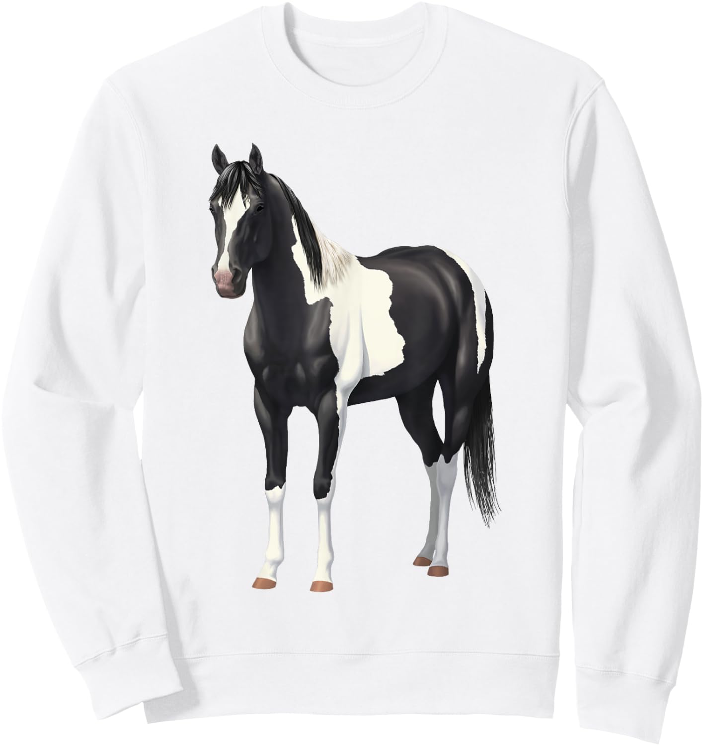 Beautiful Black Pinto Paint Horse Quarter Horse Sweatshirt - Sweatshirt | White