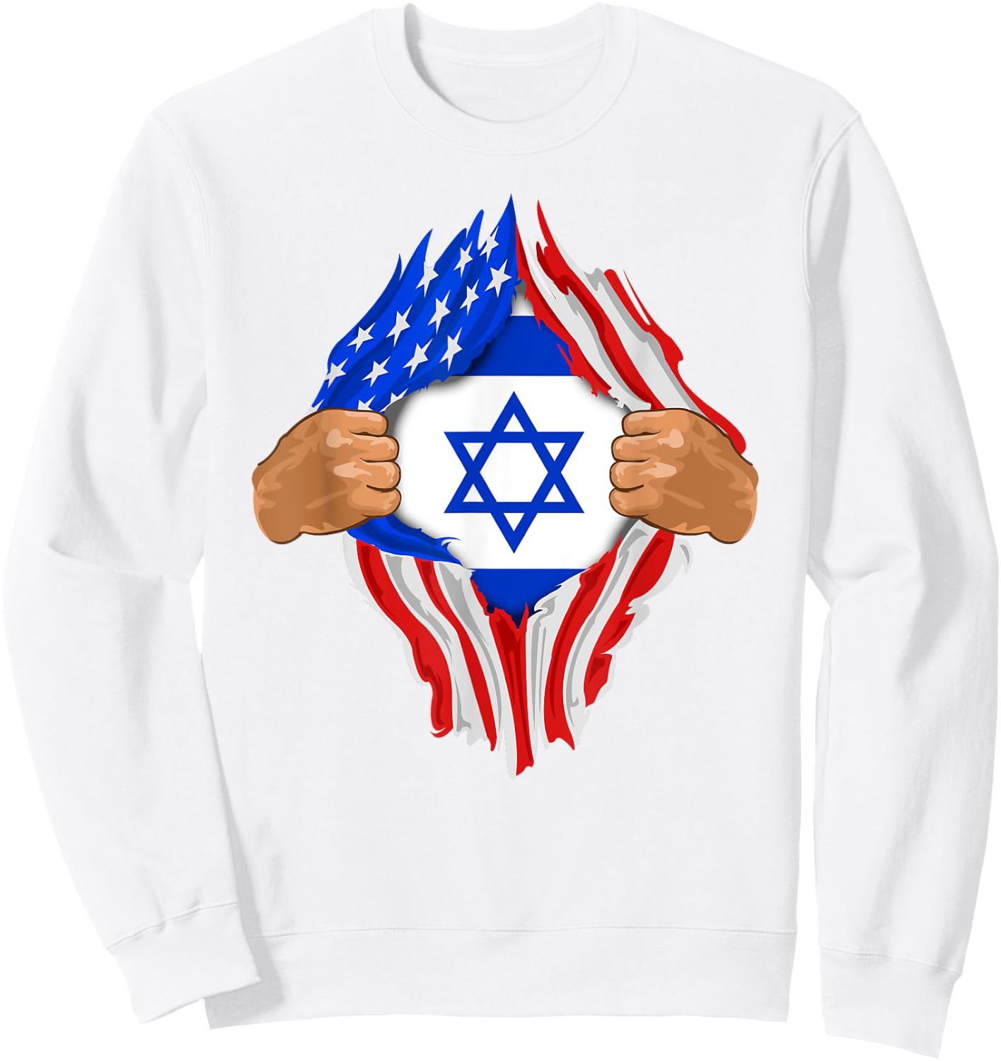 Israeli Blood Inside Me | Israel Flag Gift Sweatshirt - Sweatshirt | White