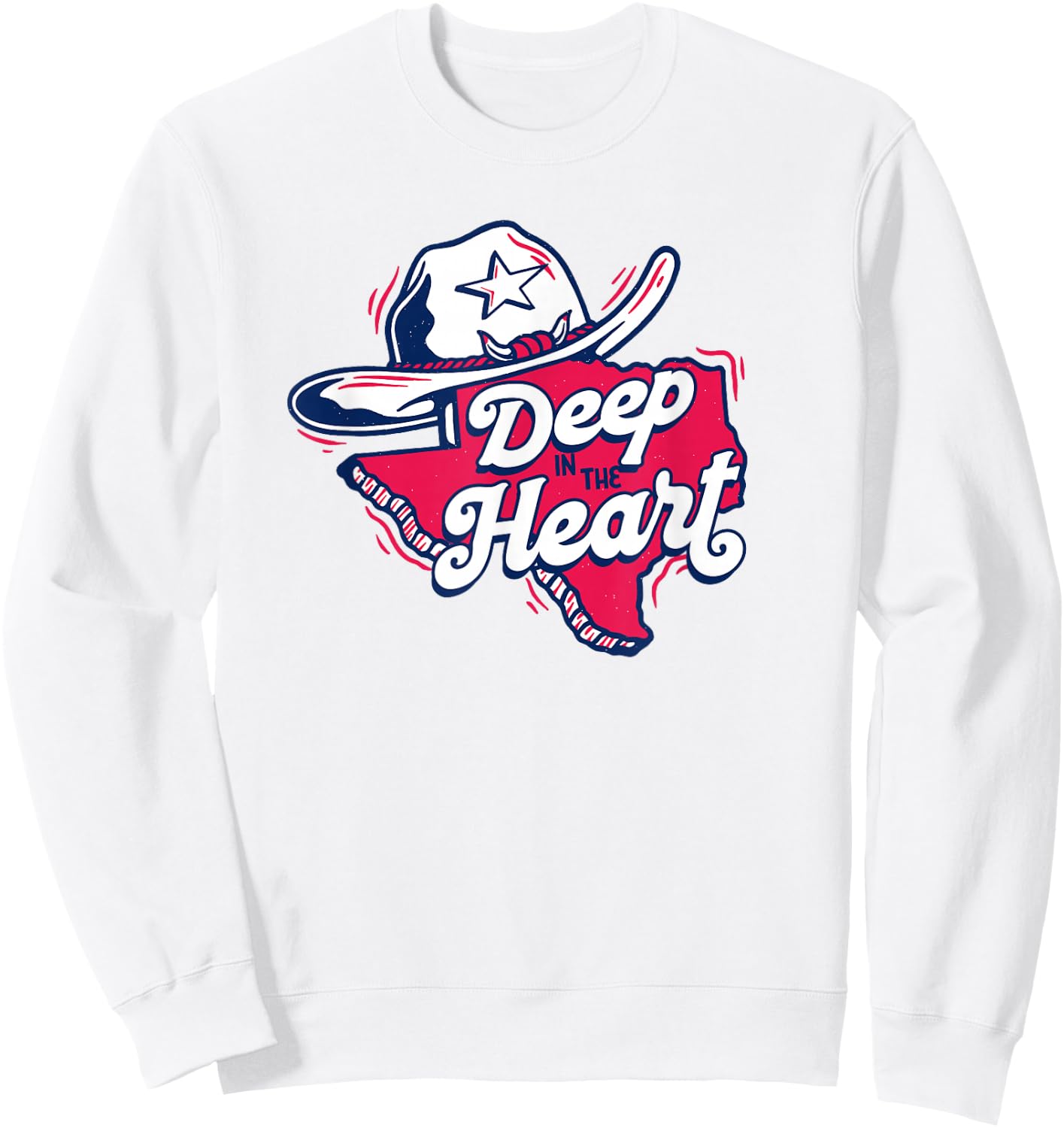 Deep in the Heart Vintage Texas Cartoon Proud Texan Sweatshirt - Sweatshirt | White
