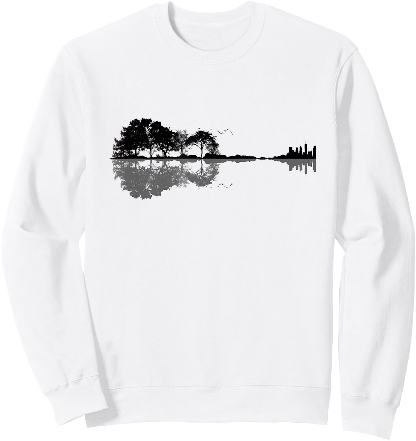 Acoustic Guitar Nature Forest Music Bass Guitarist Men Women Sweatshirt - Sweatshirt | White