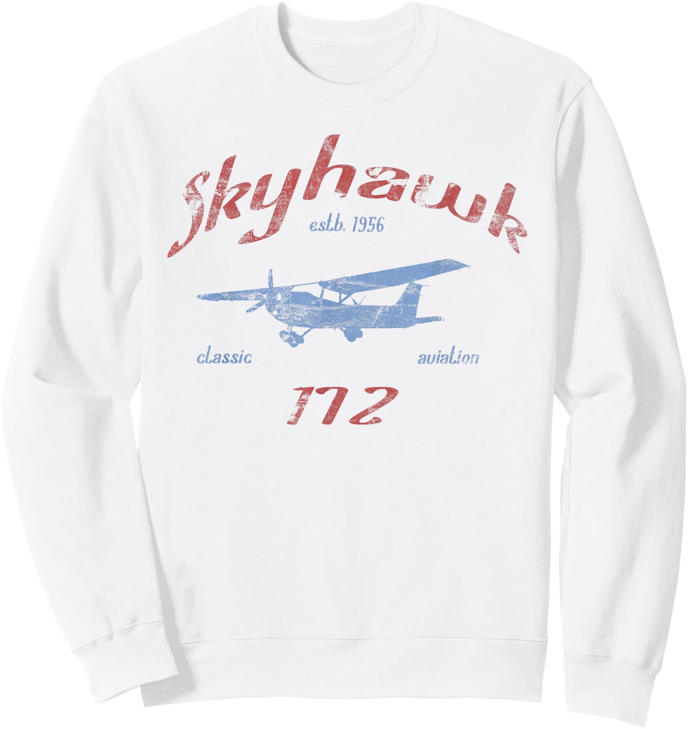 172 Skyhawk Airplane Classic Vintage Aviation Private PIlot Sweatshirt - Sweatshirt | White