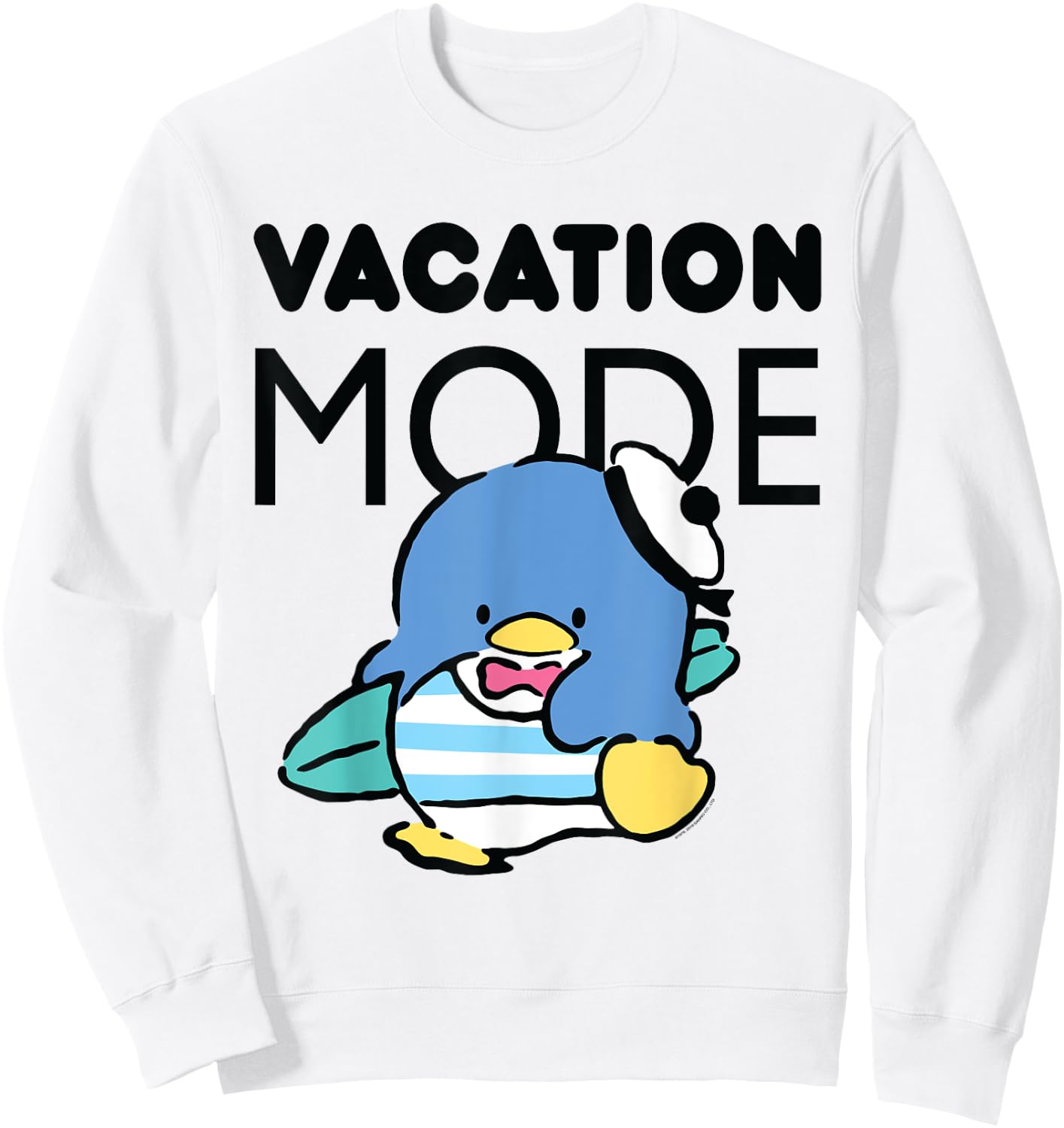 Tuxedosam Vacation Mode Surfer Surfing Penguin Sweatshirt - Sweatshirt | White