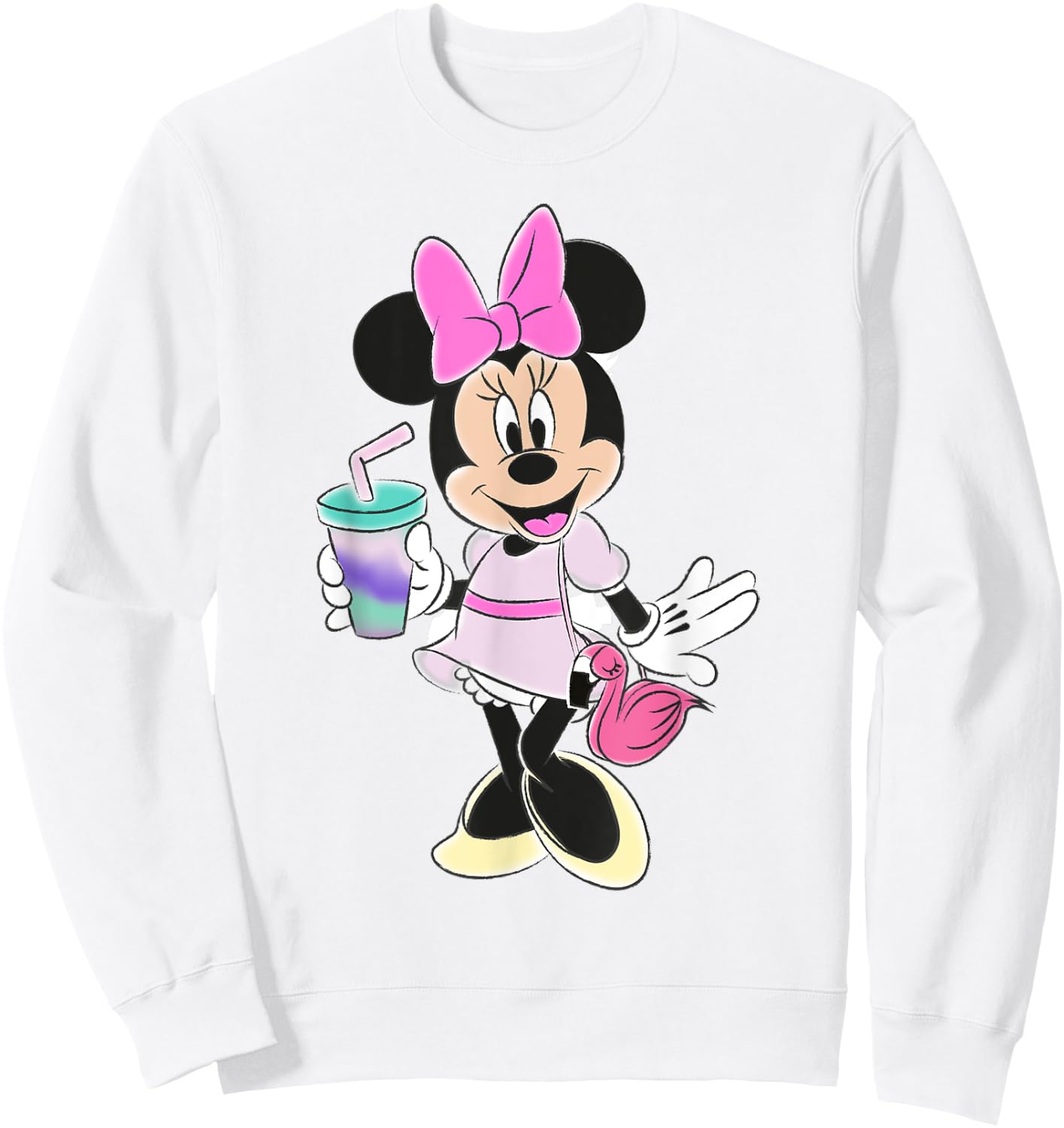 Disney Minnie Mouse Unicorn Flamingo Bag Sweatshirt - Sweatshirt | White